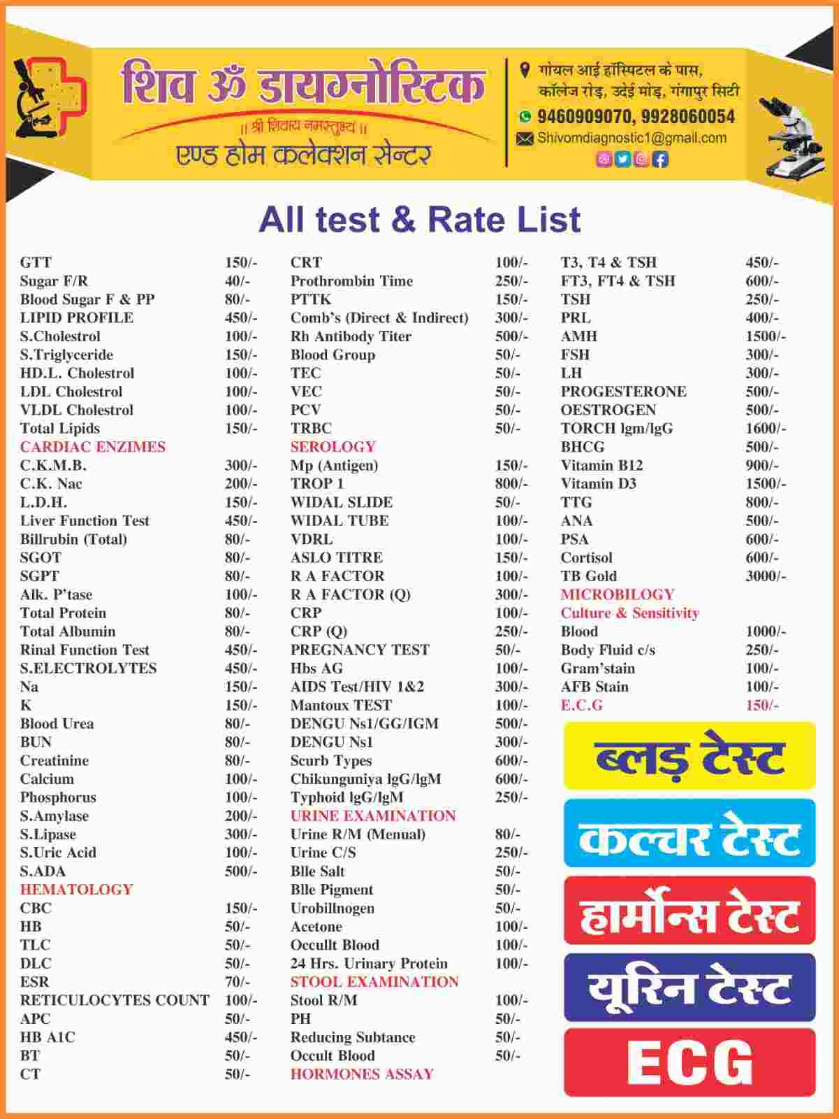 Shiv Om Diagnostic And Home Callection Centre Images/Photos, Gangapur, Aurangabad