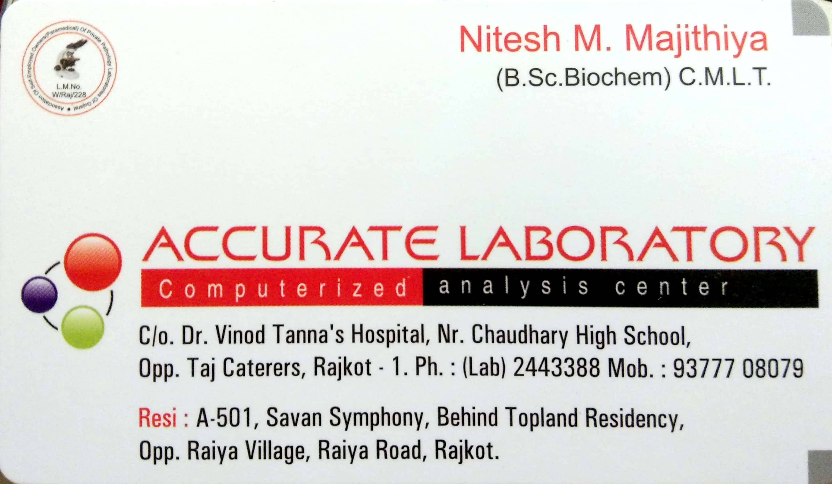 Accurate Clinical Lab Images/Photos, Nr. Chaudhary High School, Rajkot