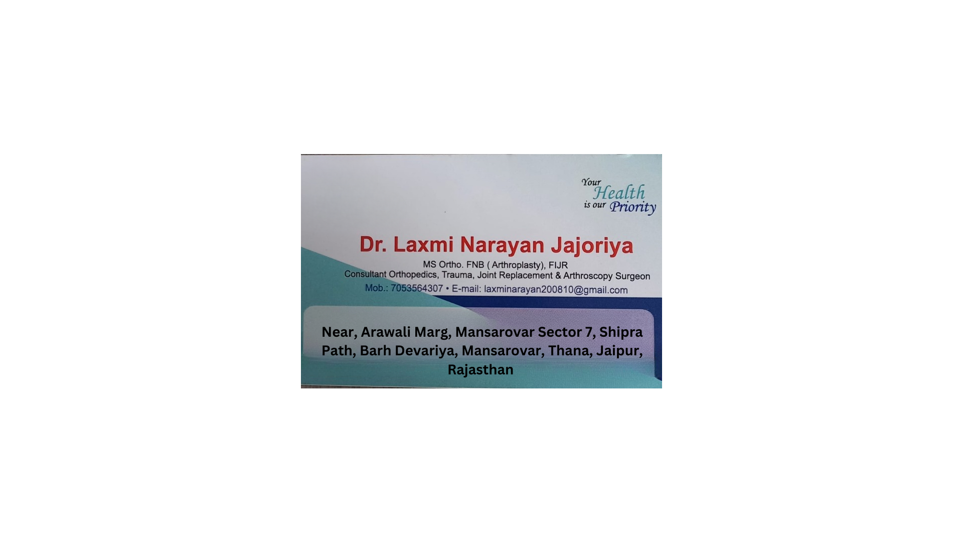Dr. Laxmi Narayan Jajoriya Images/Photos, Near, Arawali Marg, Mansarovar Sector 7, Jaipur