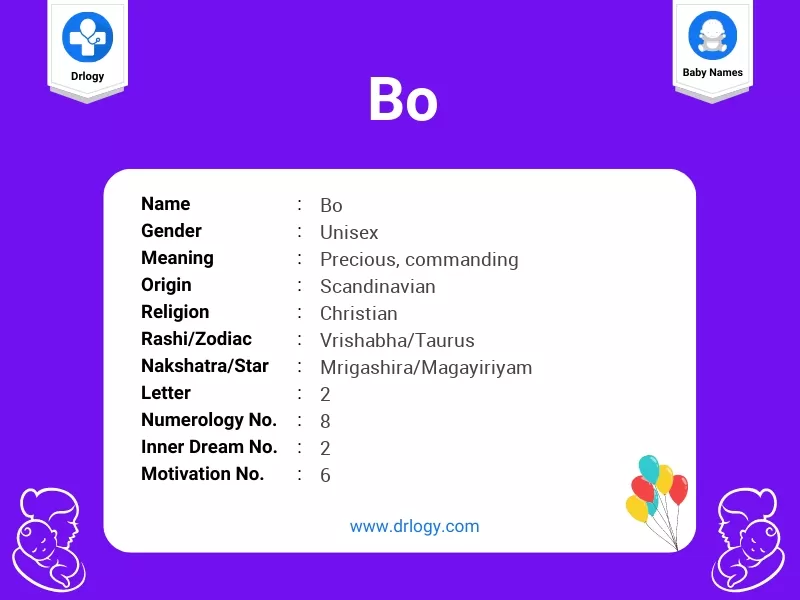 Bo Name Meaning