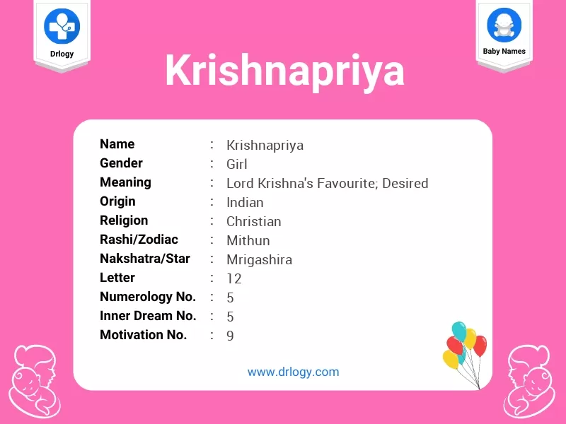 Krishnapriya Name Meaning