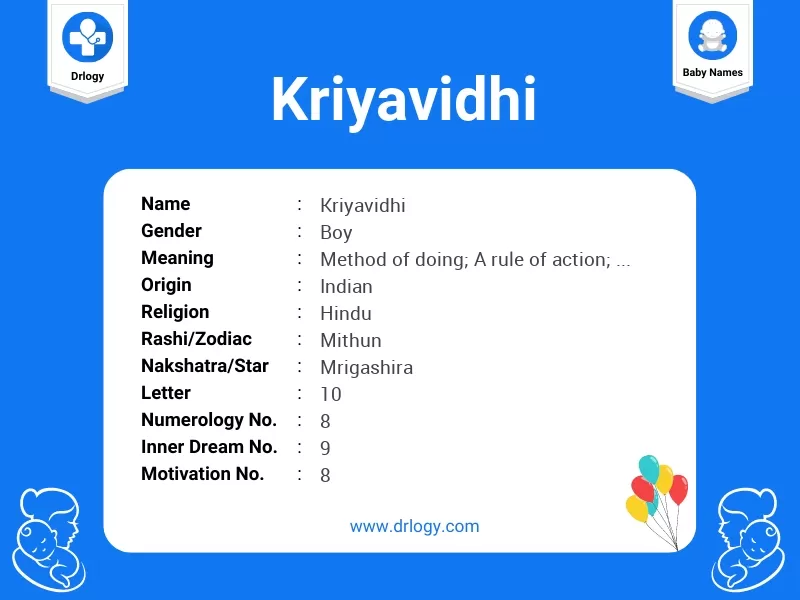 Kriyavidhi Name Meaning