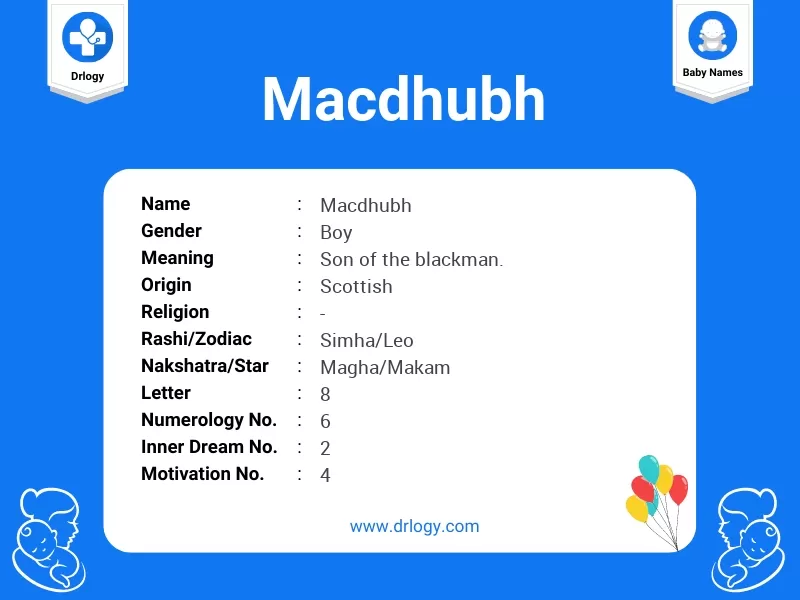 Macdhubh Name Meaning