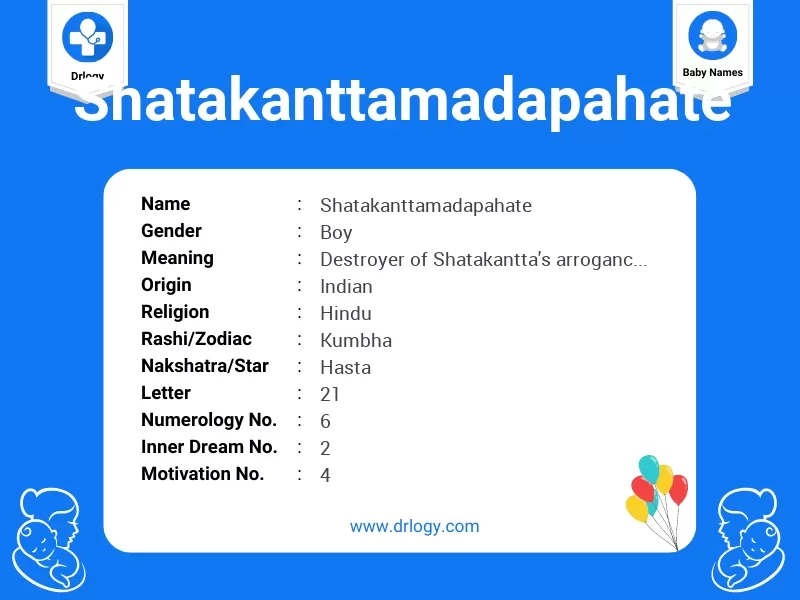 Shatakanttamadapahate Name Meaning