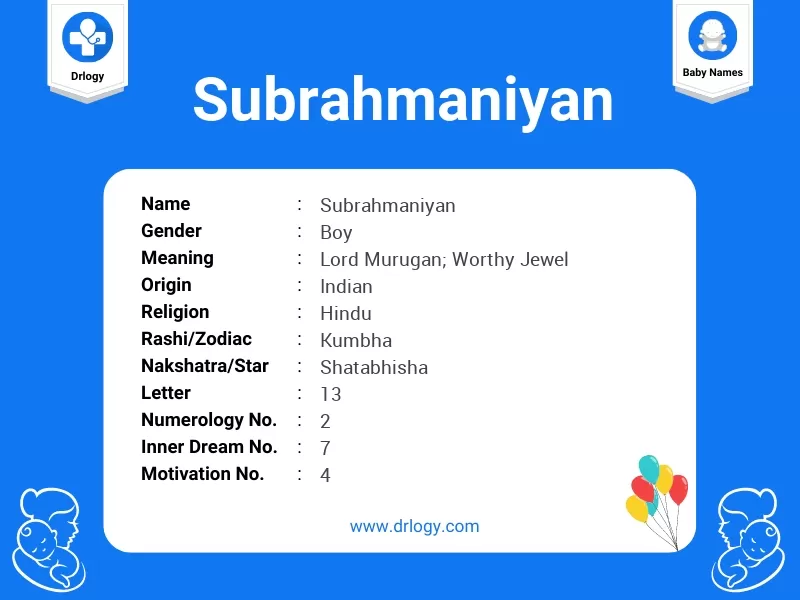Subrahmaniyan Name Meaning
