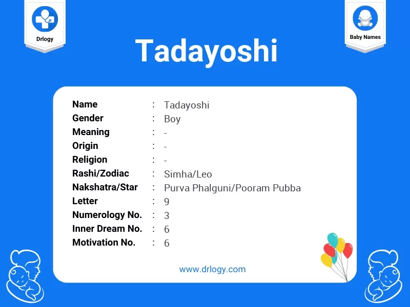 Tadayoshi Name Meaning