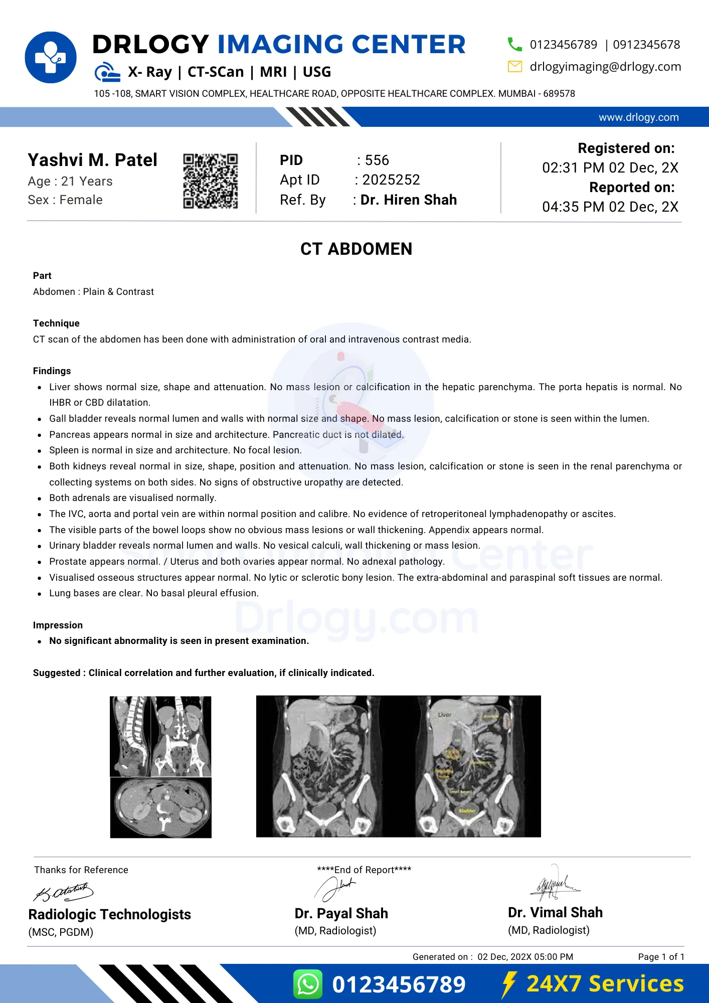 CT Scan Report - Drlogy