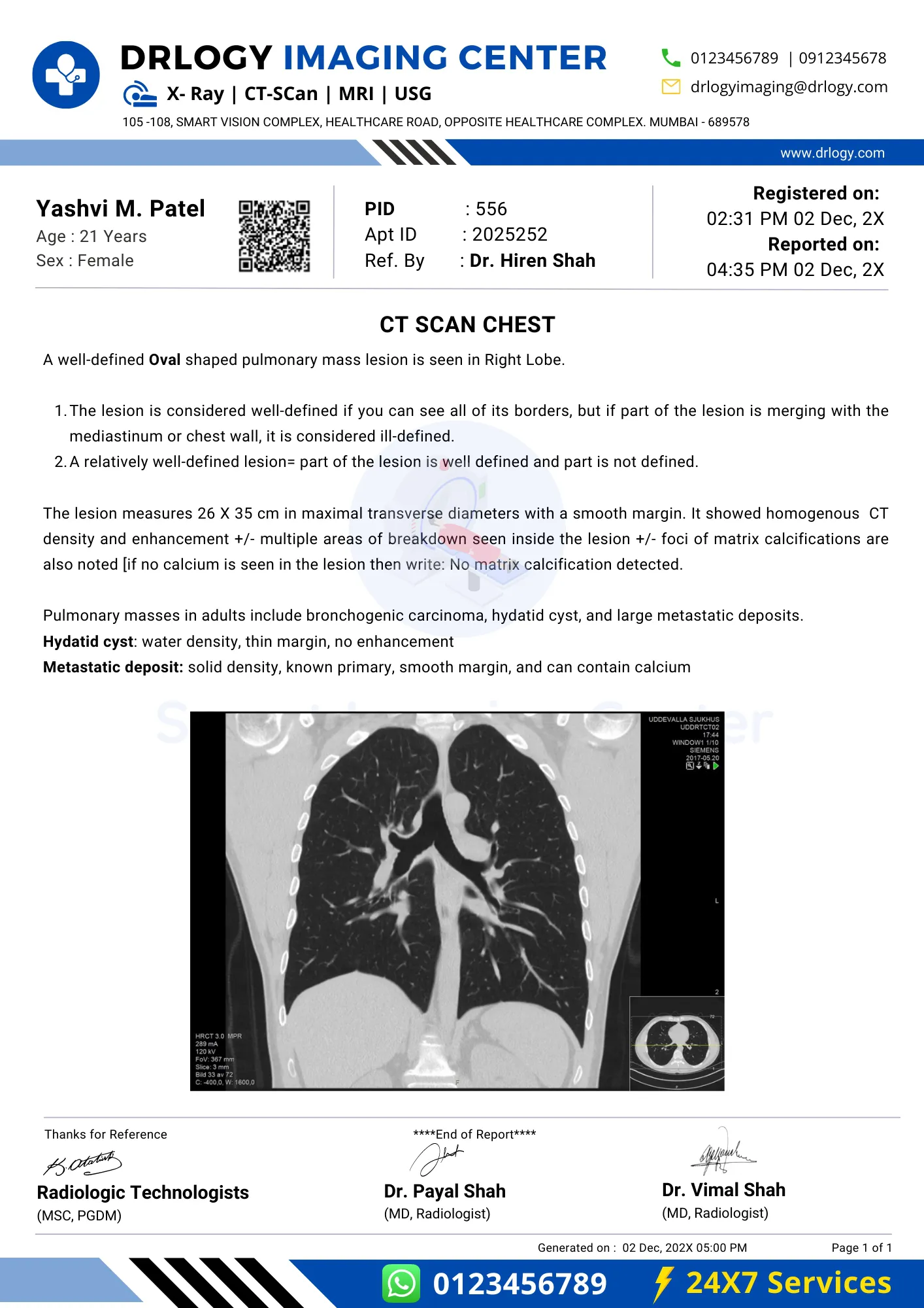 CT Scan Report Example - Drlogy