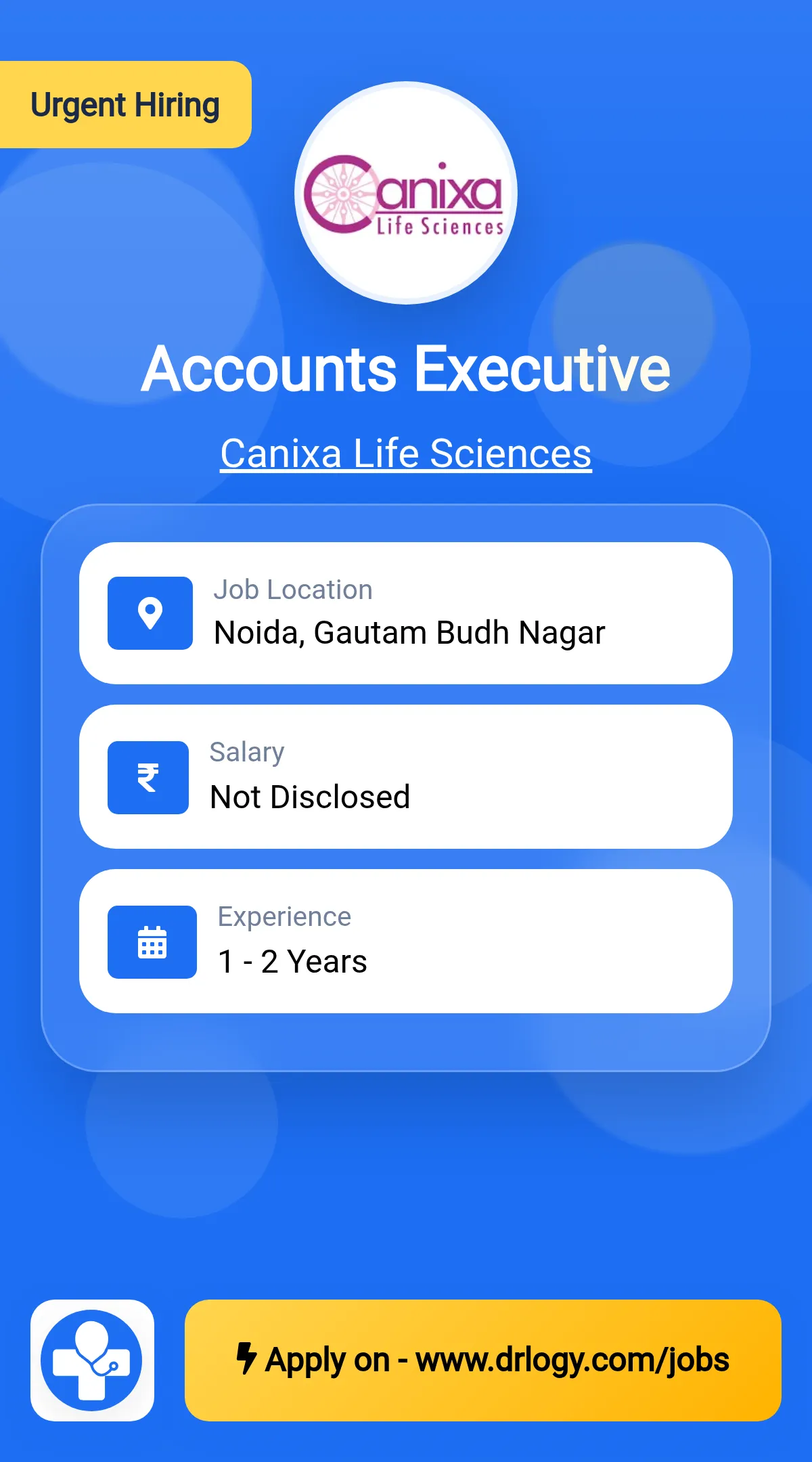 Accounts Executive Job in Noida at Canixa Life Sciences