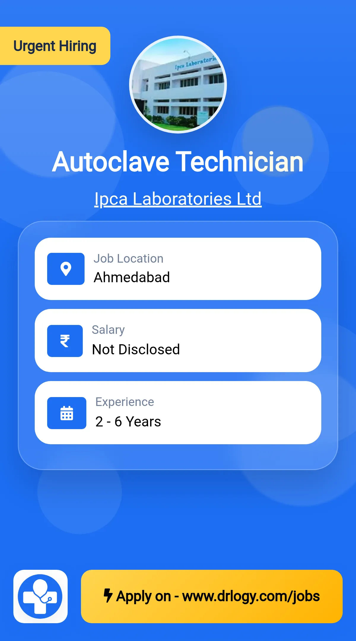 Autoclave Technician Job in Ahmedabad at Ipca Laboratories Ltd