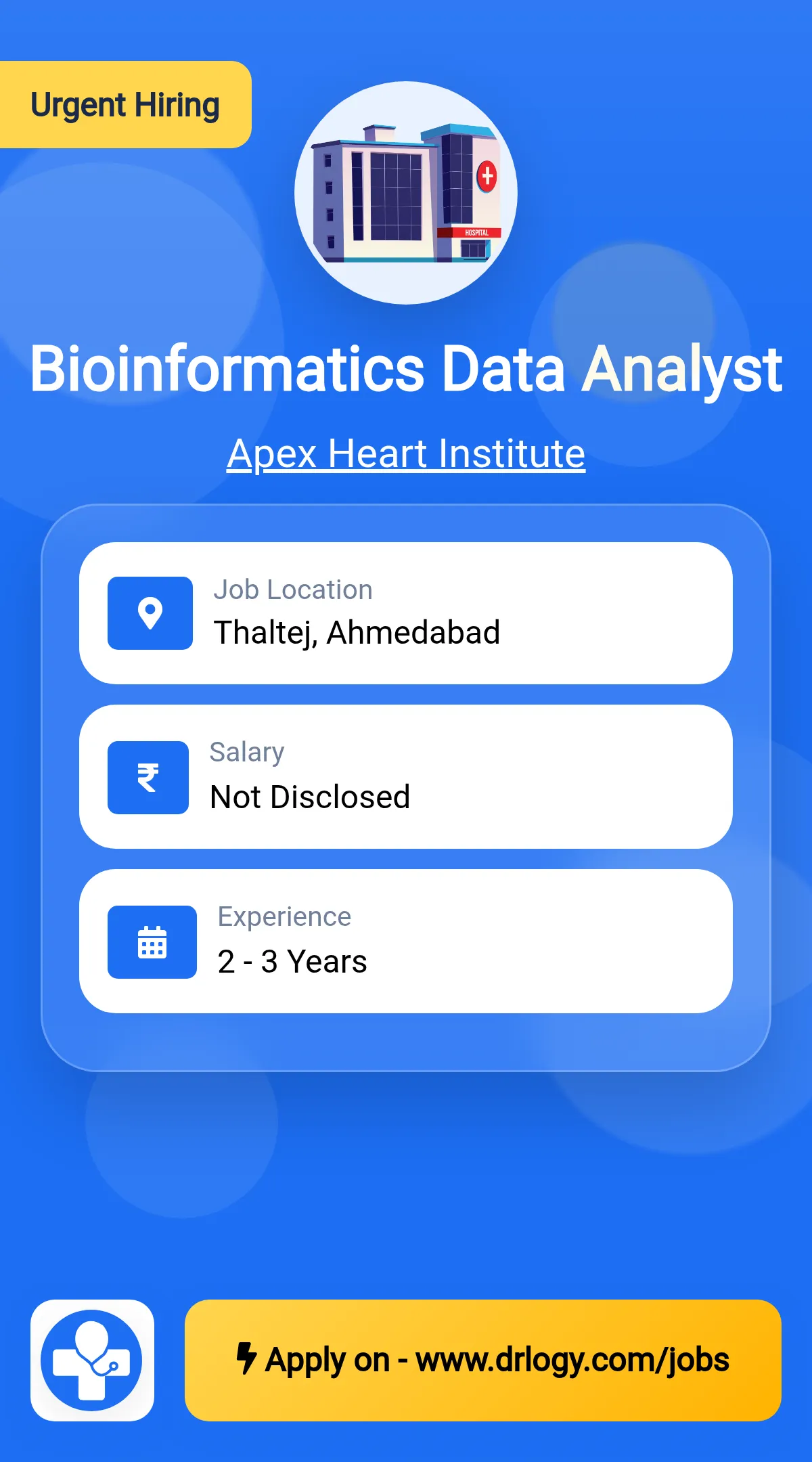 Bioinformatics Data Analyst Job in Ahmedabad at Apex Heart Institute