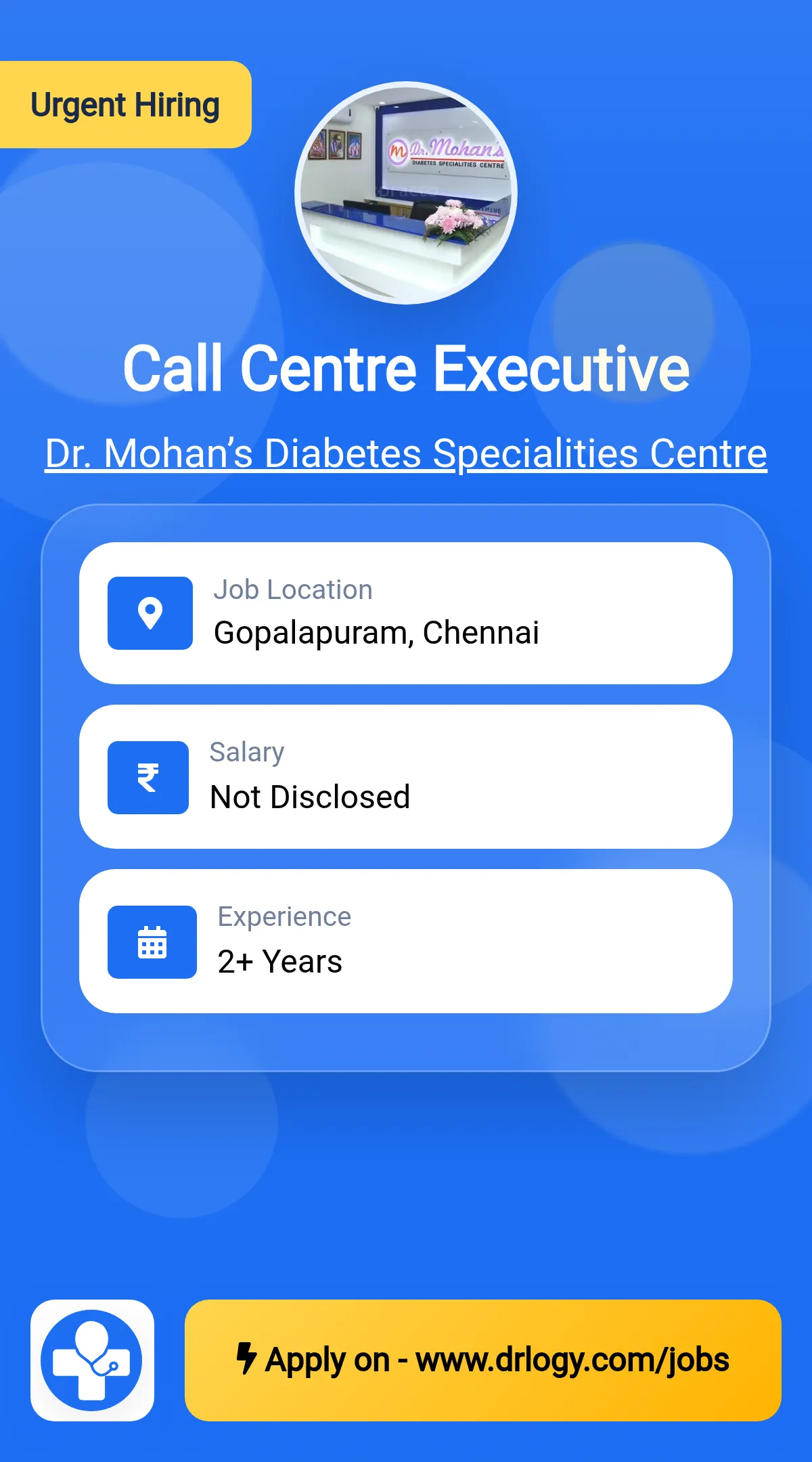 Call Centre Executive Job in Chennai at Dr. Mohan’s Diabetes Specialities Centre
