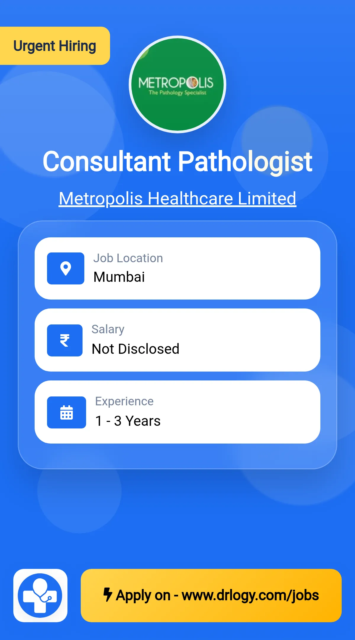 Consultant Pathologist Job in Mumbai at Metropolis Healthcare Limited