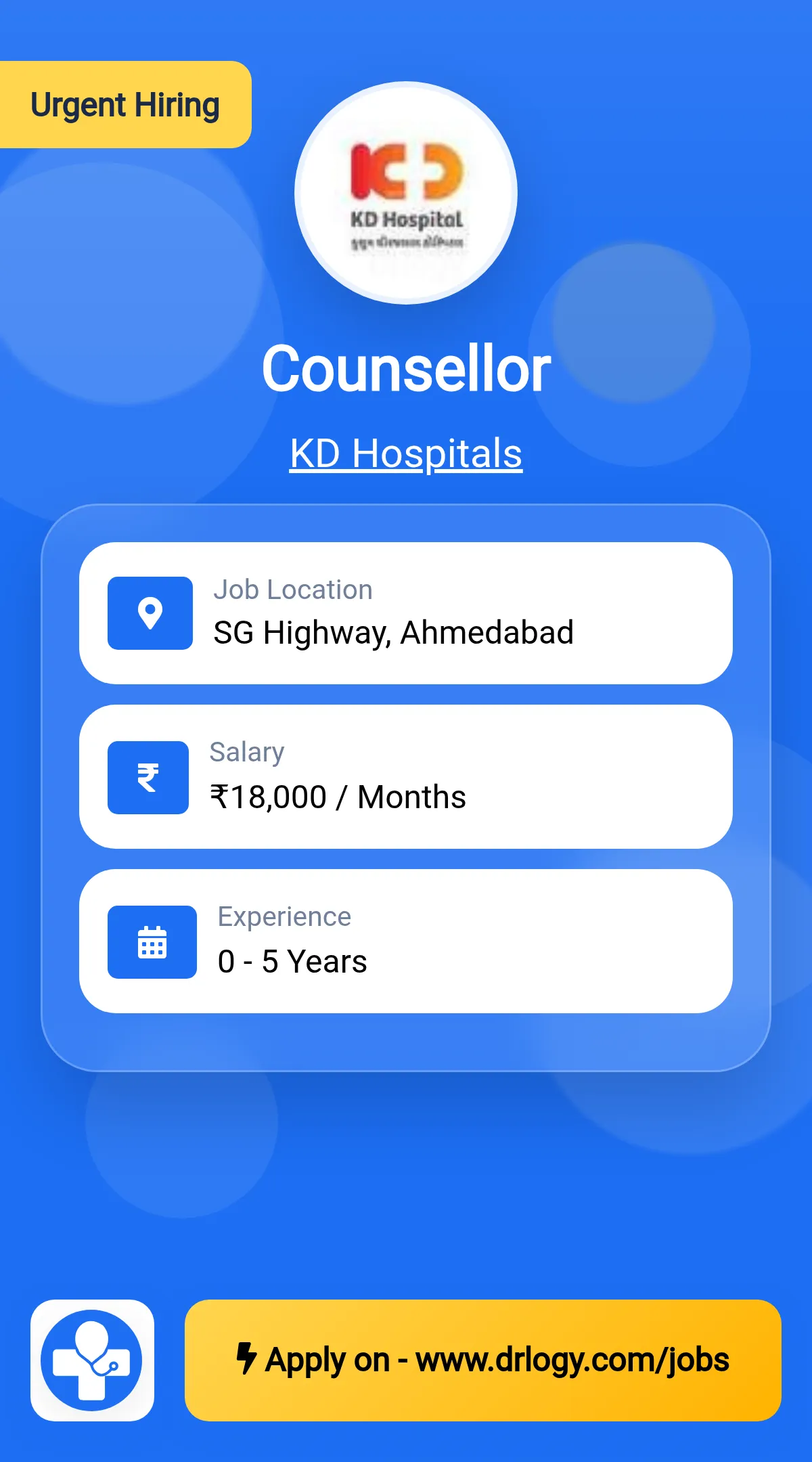 Counsellor Job in Ahmedabad at KD Hospitals