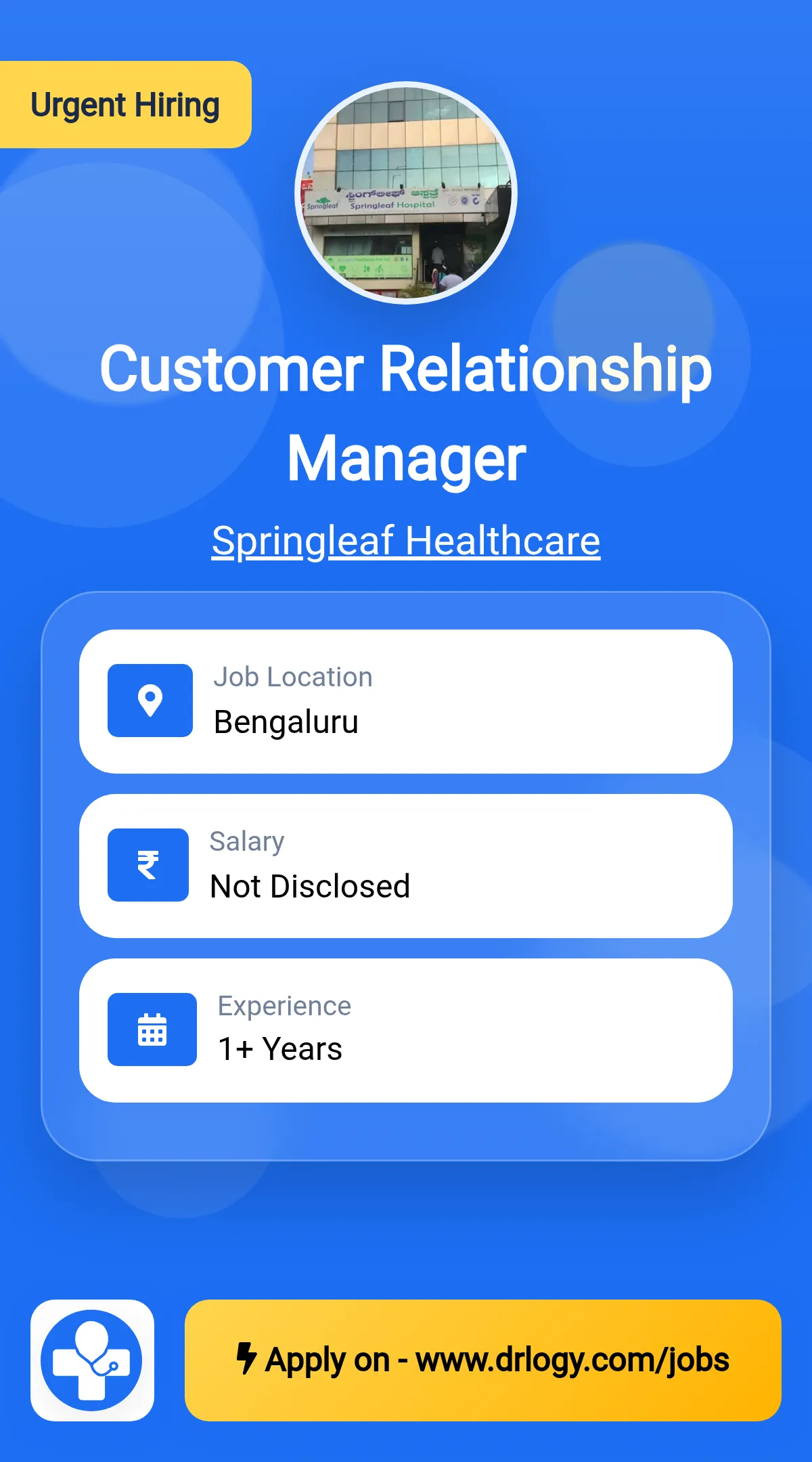 Customer Relationship Manager Job in Bengaluru at Springleaf Healthcare