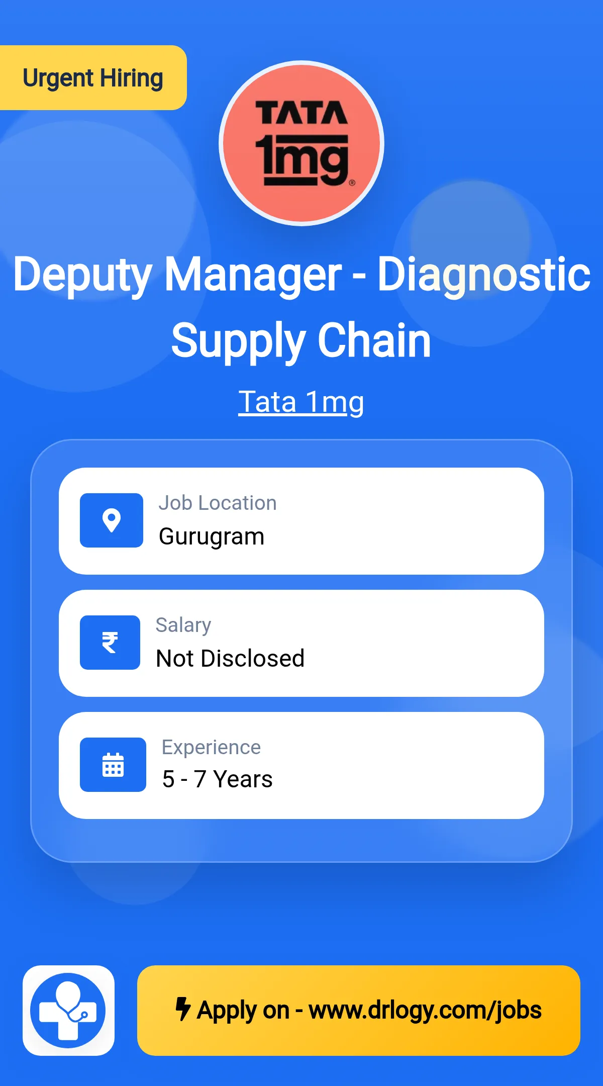 Deputy Manager - Diagnostic Supply Chain