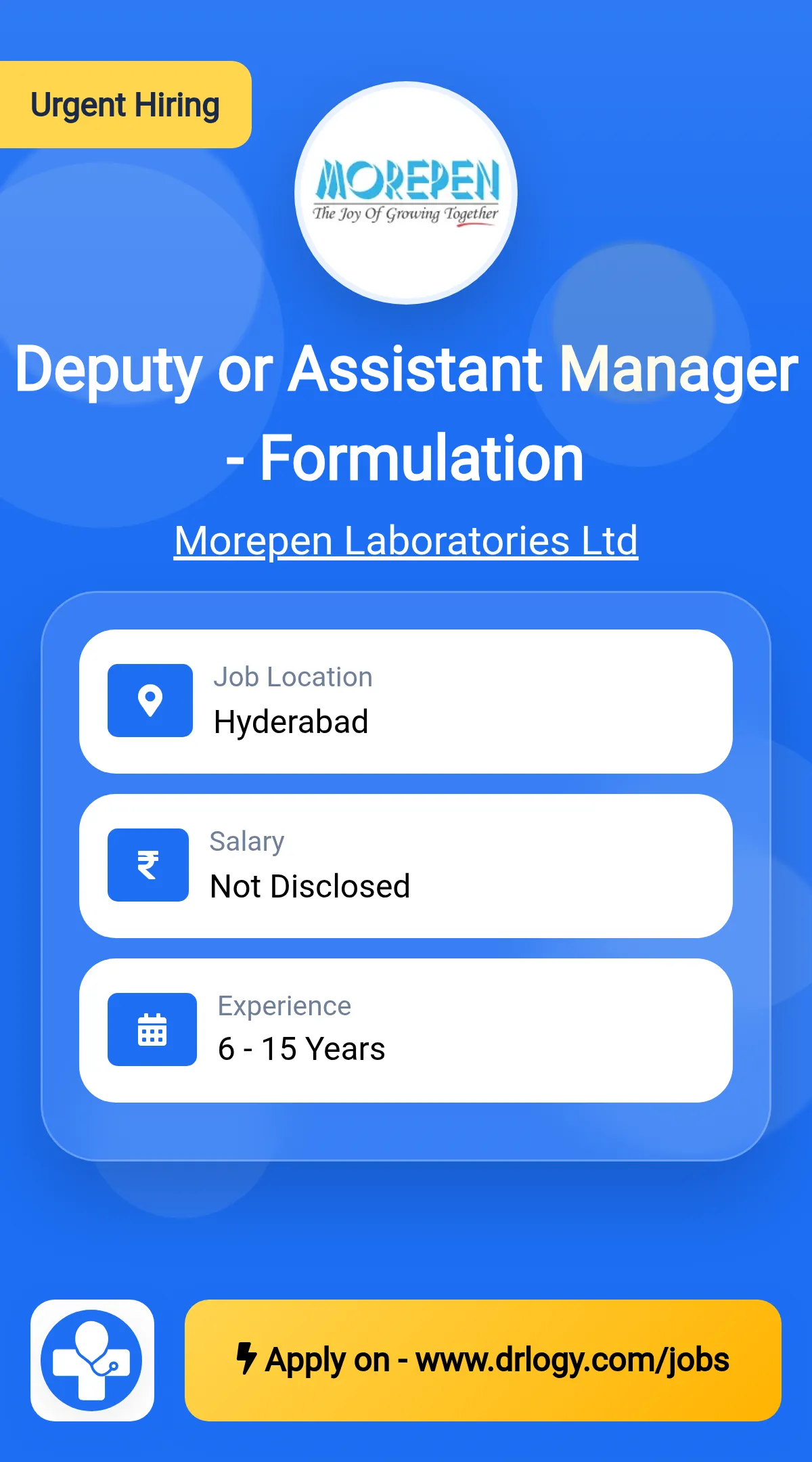 Deputy or Assistant Manager - Formulation