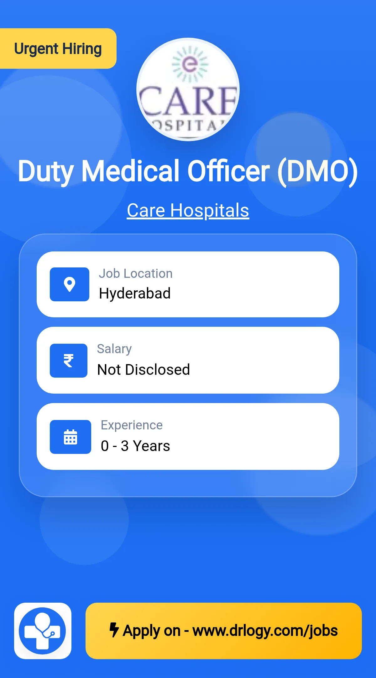 Duty Medical Officer (DMO) Job in Hyderabad at Care Hospitals