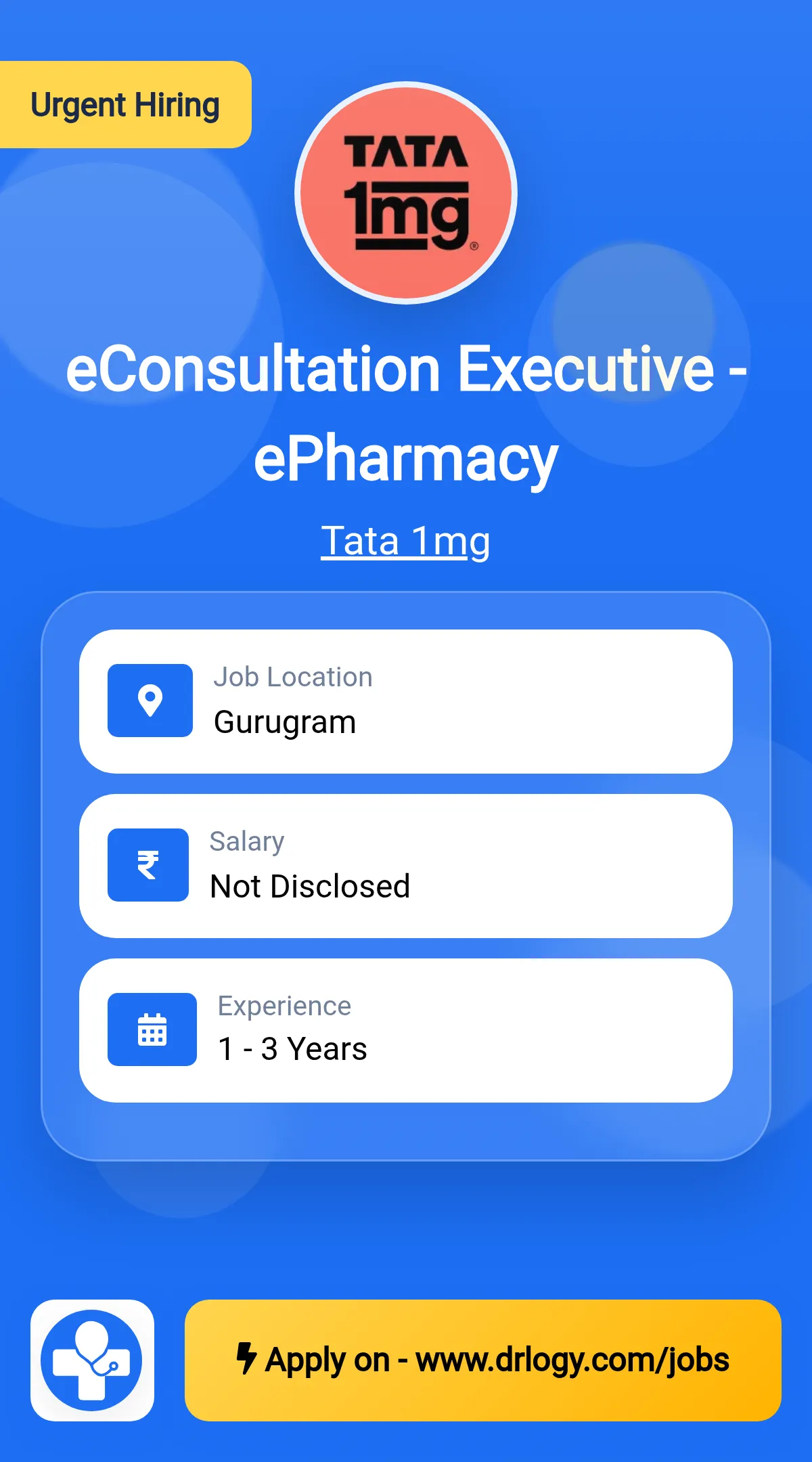 eConsultation Executive - ePharmacy Job in Gurugram at Tata 1mg