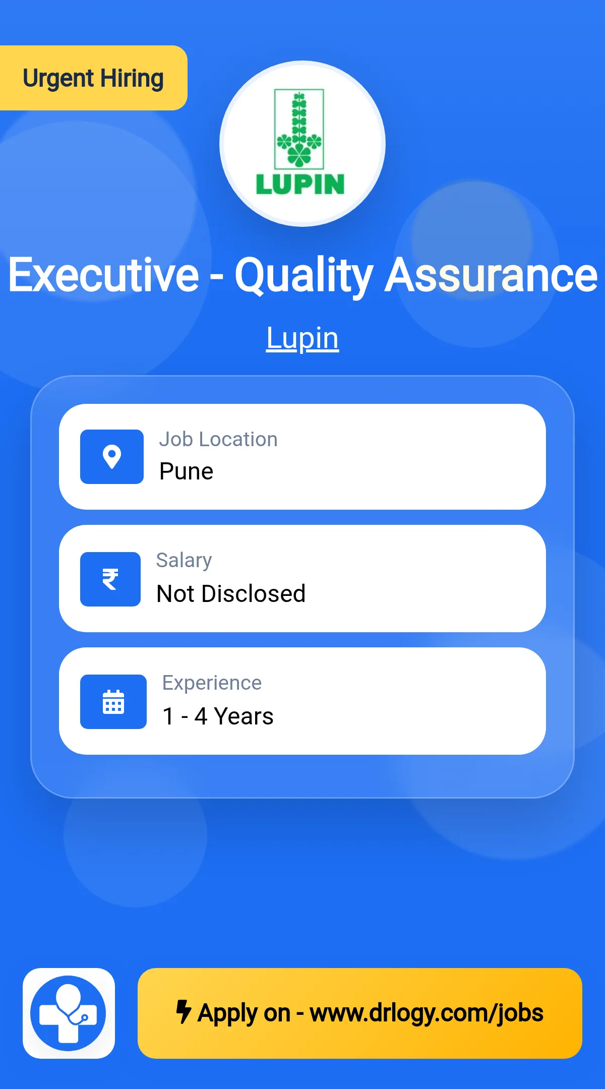 Executive - Quality Assurance Job in Pune at Lupin