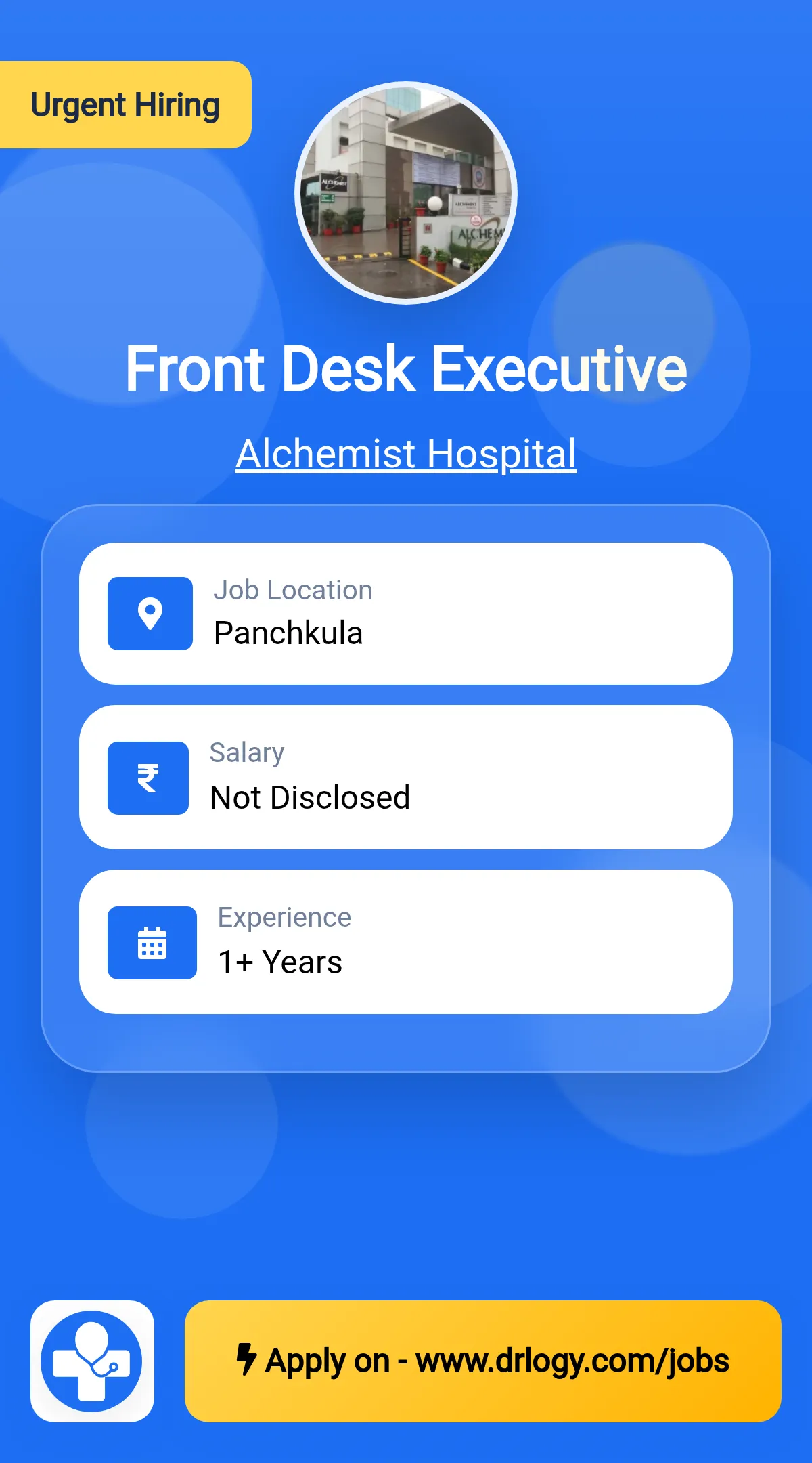 Front Desk Executive Job in Panchkula at Alchemist Hospital