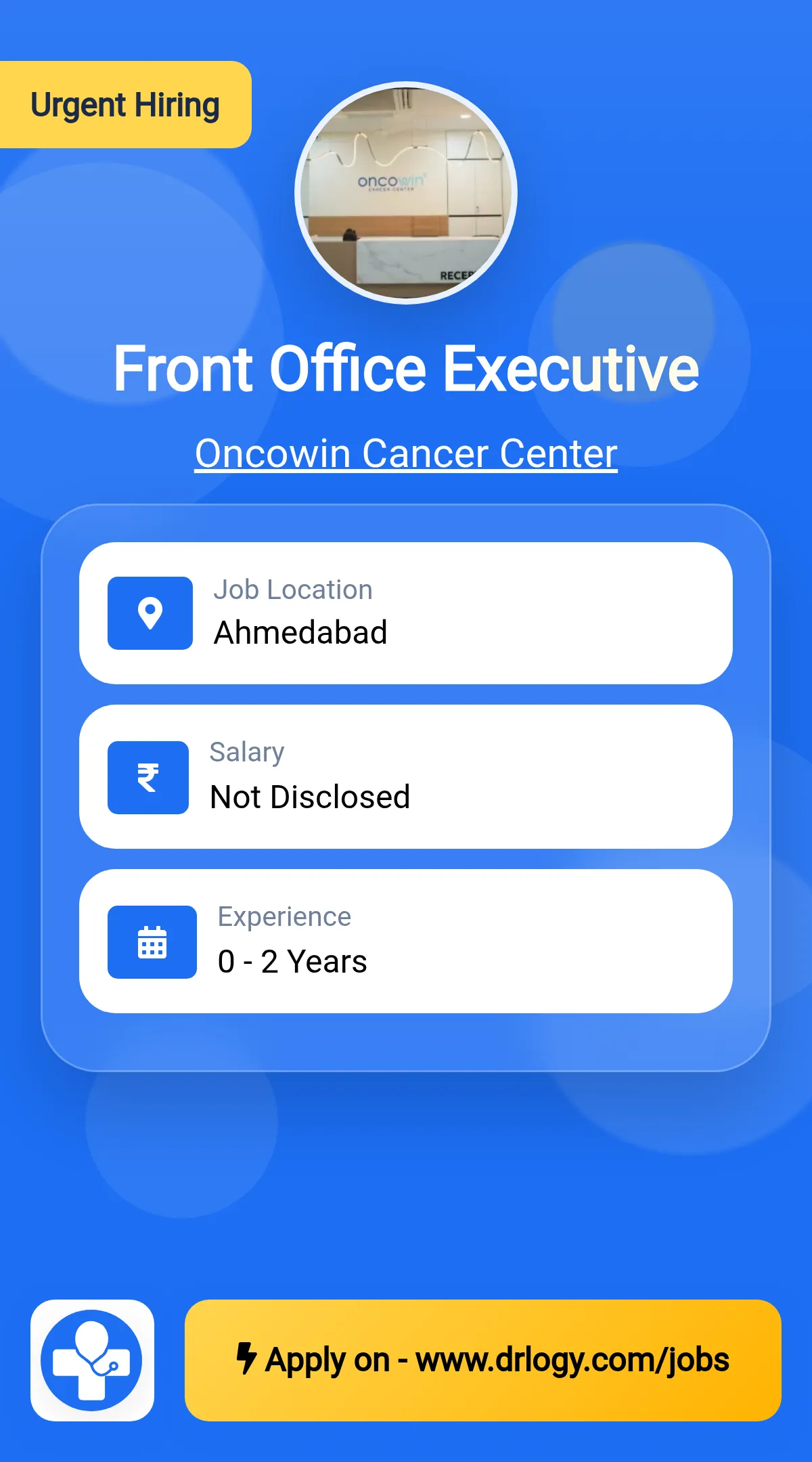 Front Office Executive Job in Ahmedabad at Oncowin Cancer Center