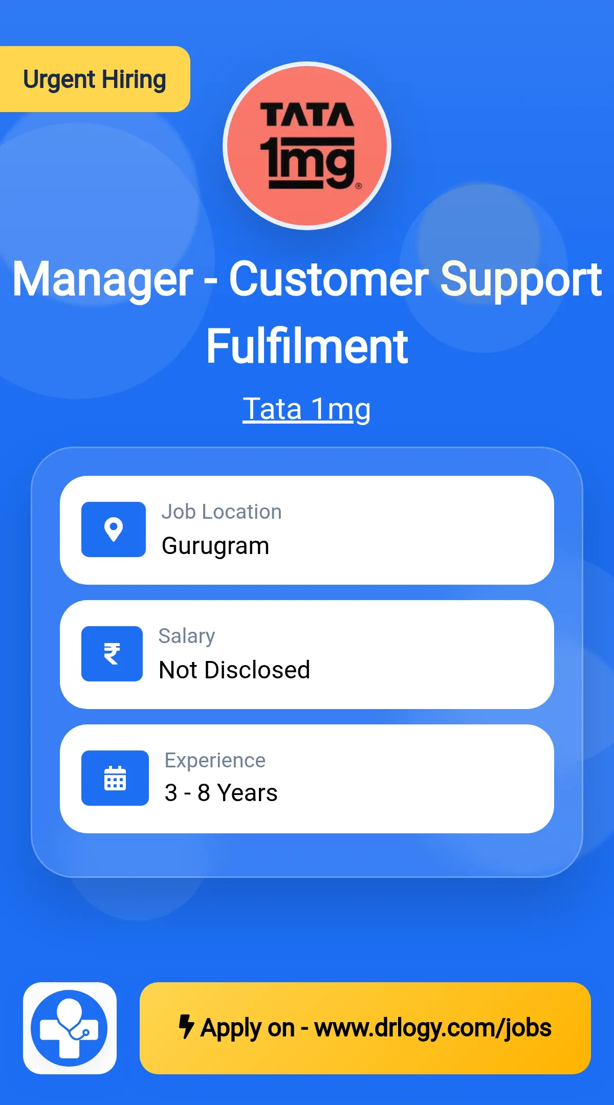 Manager - Customer Support Fulfilment Job in Gurugram at Tata 1mg