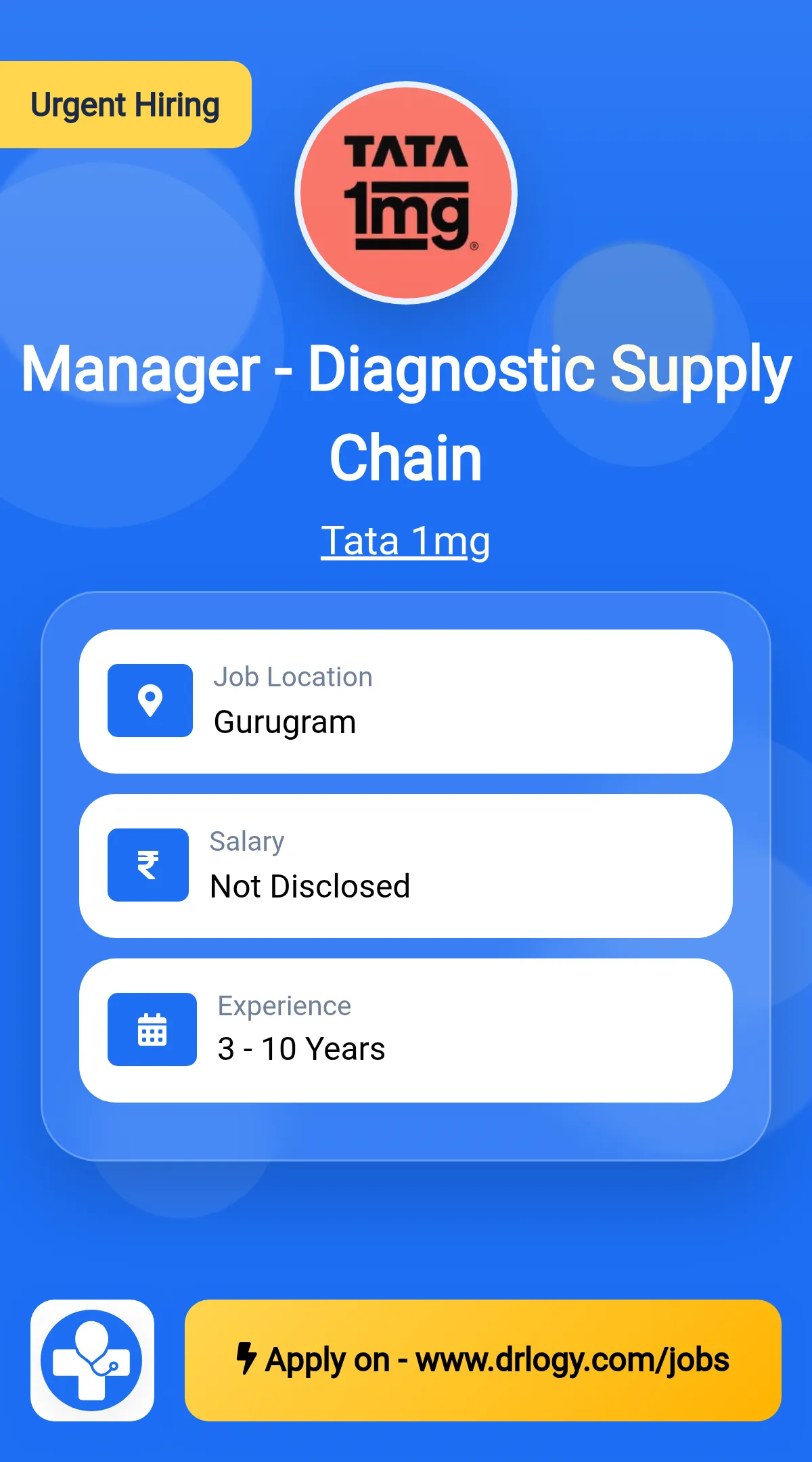Manager - Diagnostic Supply Chain Job in Gurugram at Tata 1mg