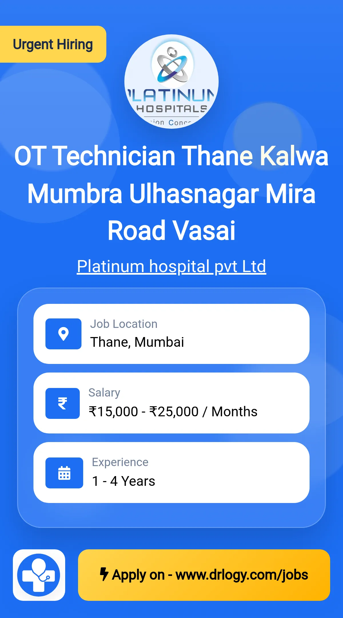 OT Technician Thane Kalwa  Mumbra  Ulhasnagar Mira Road Vasai