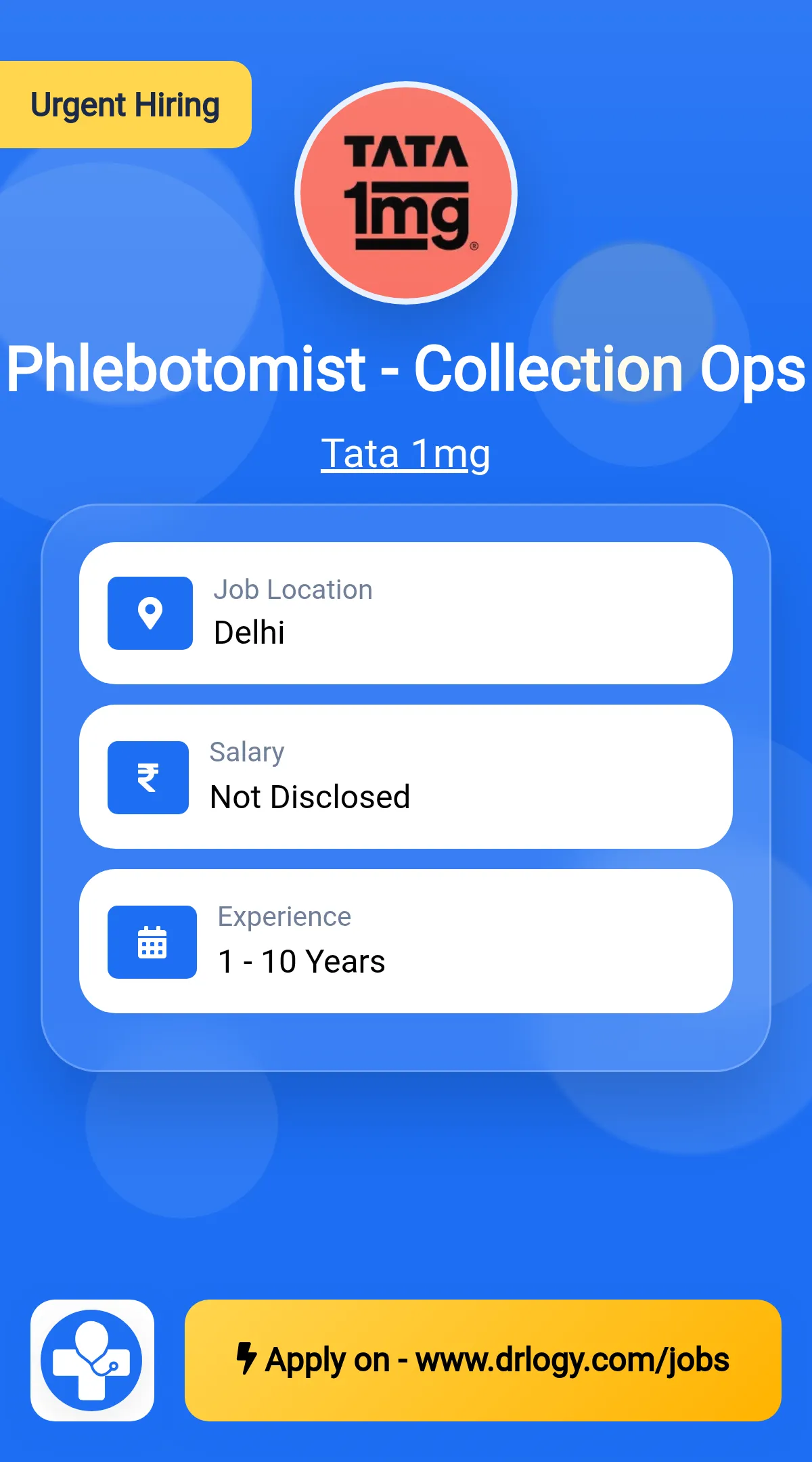 Phlebotomist - Collection Ops Job in Delhi at Tata 1mg
