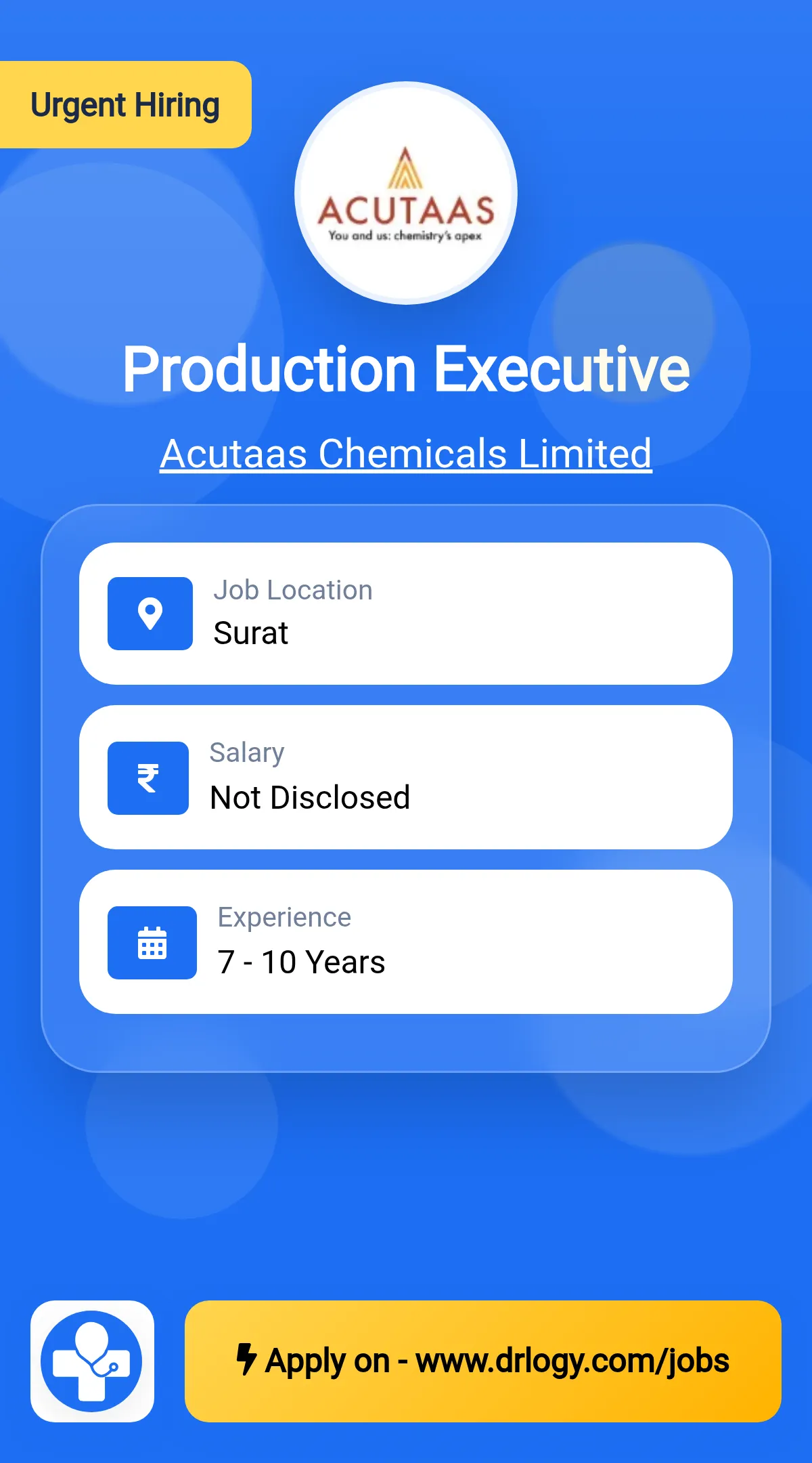 Production Executive Job in Bharuch at Acutaas Chemicals Limited