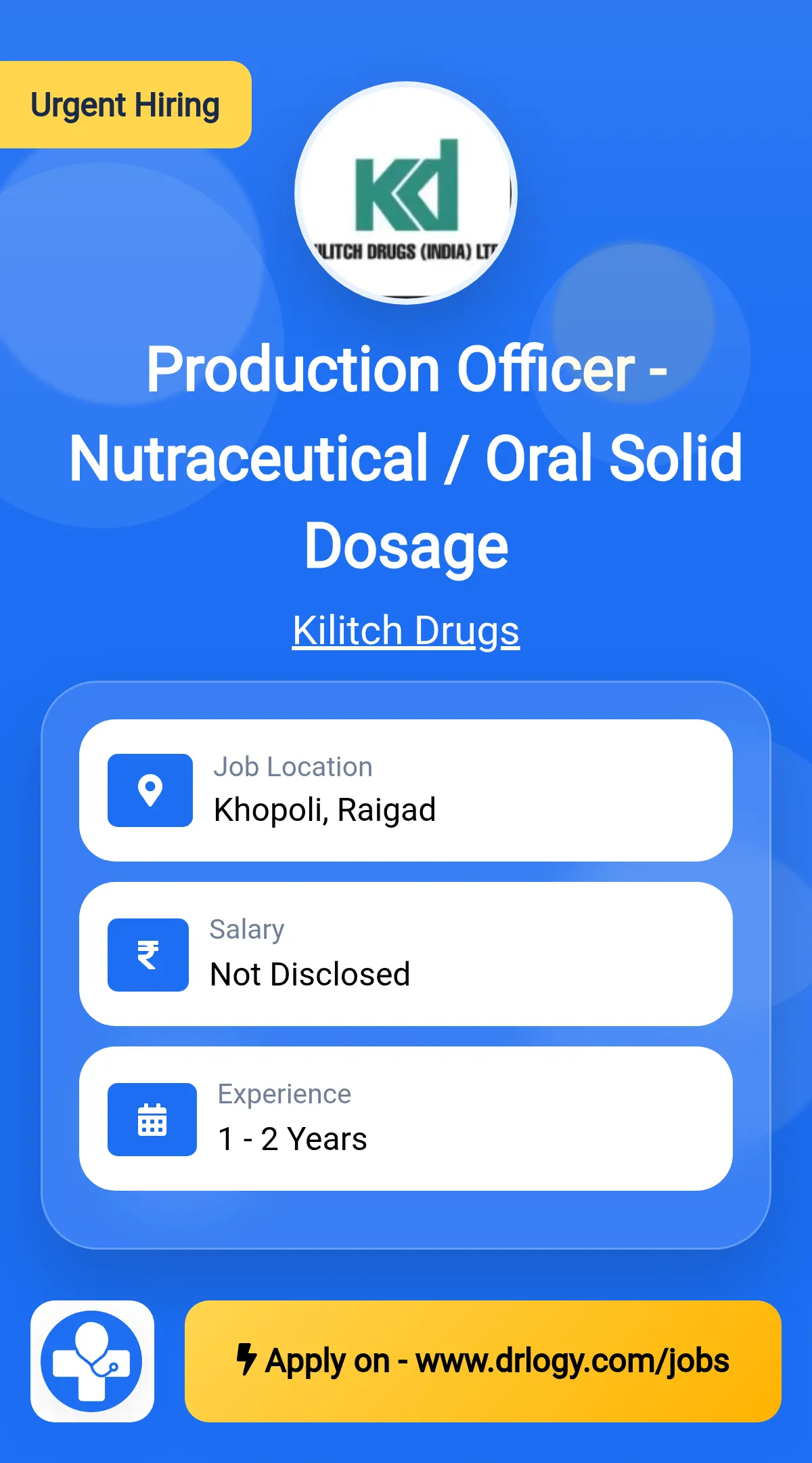 Production Officer - Nutraceutical / Oral Solid Dosage