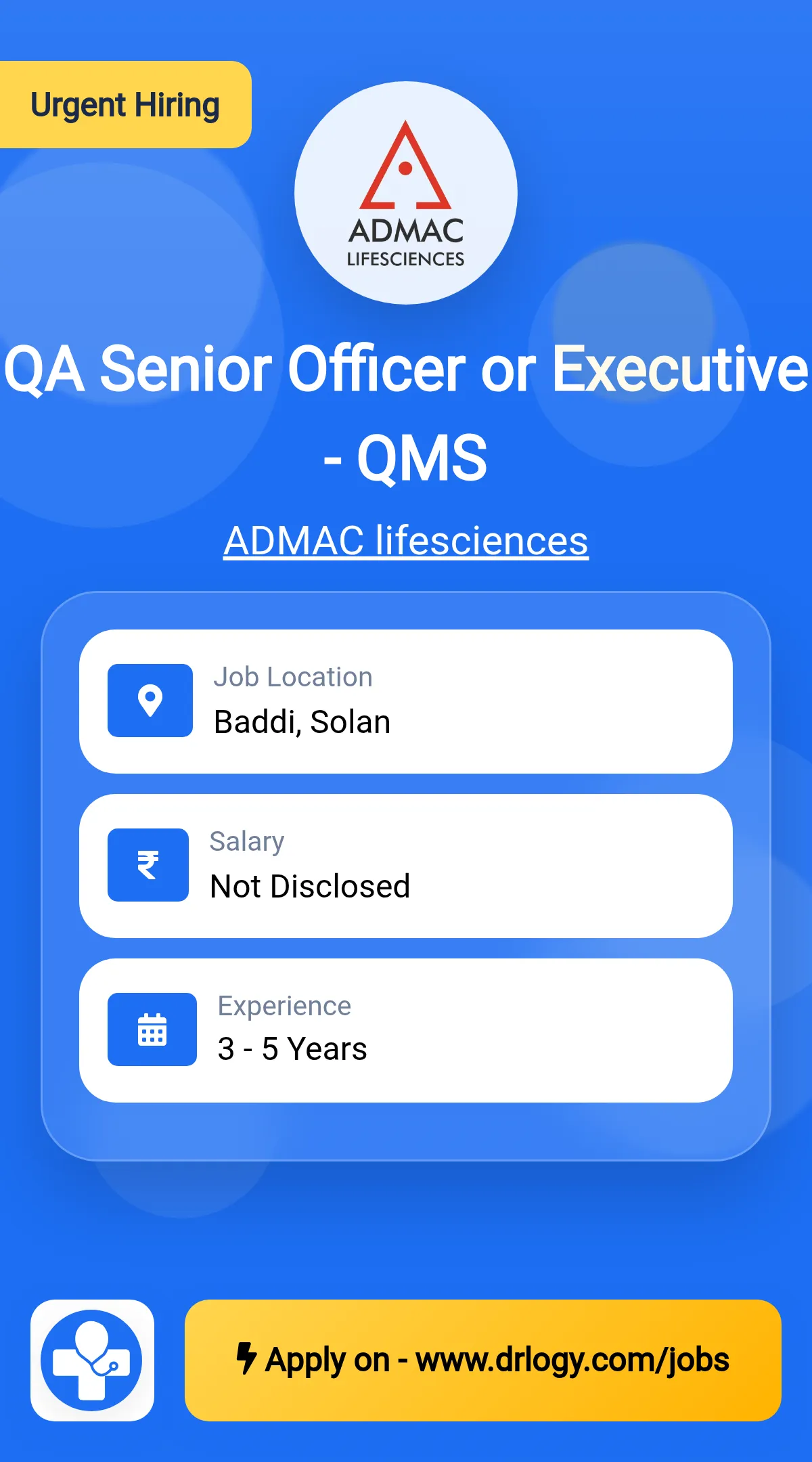 QA Senior Officer or Executive - QMS