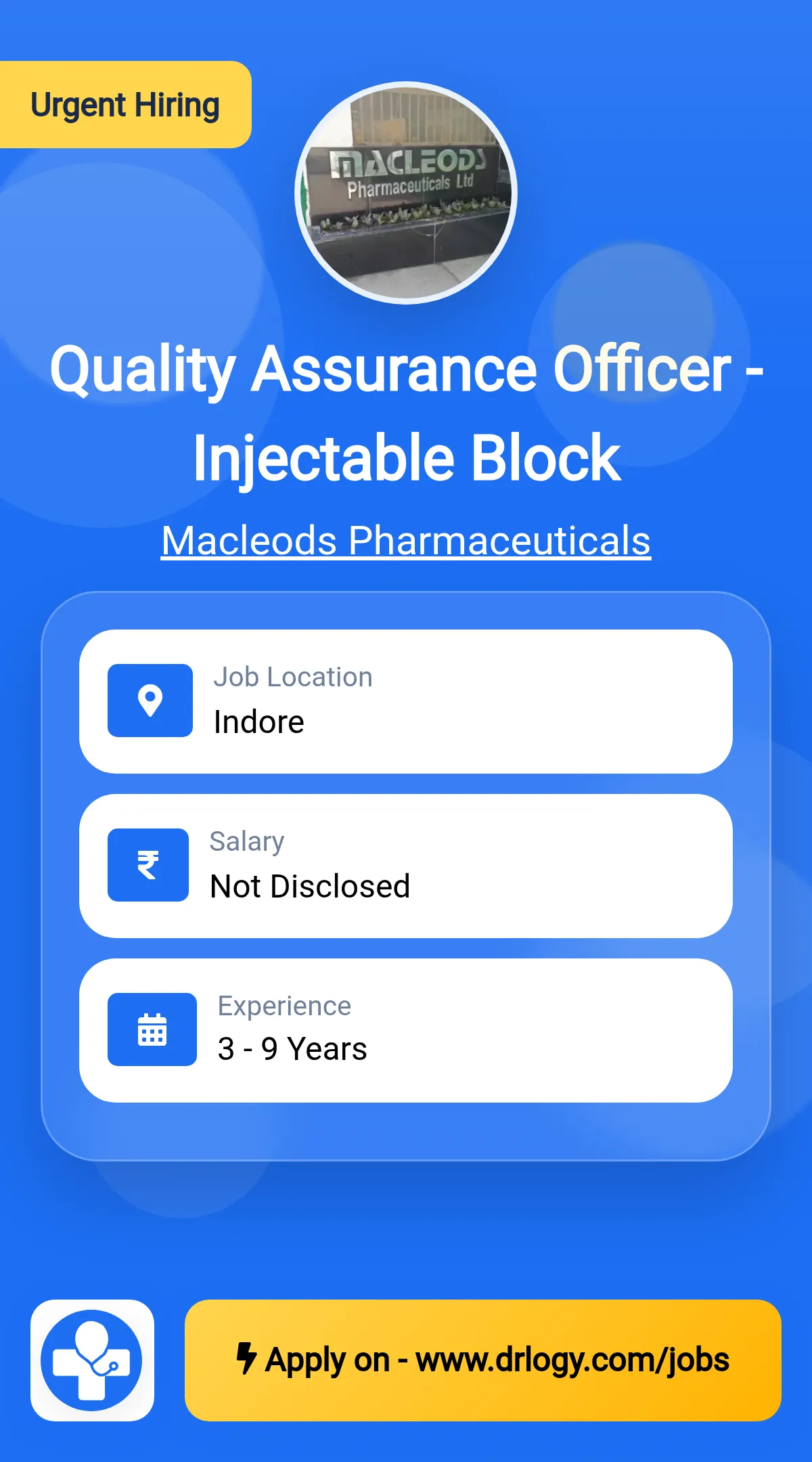 Quality Assurance Officer - Injectable Block