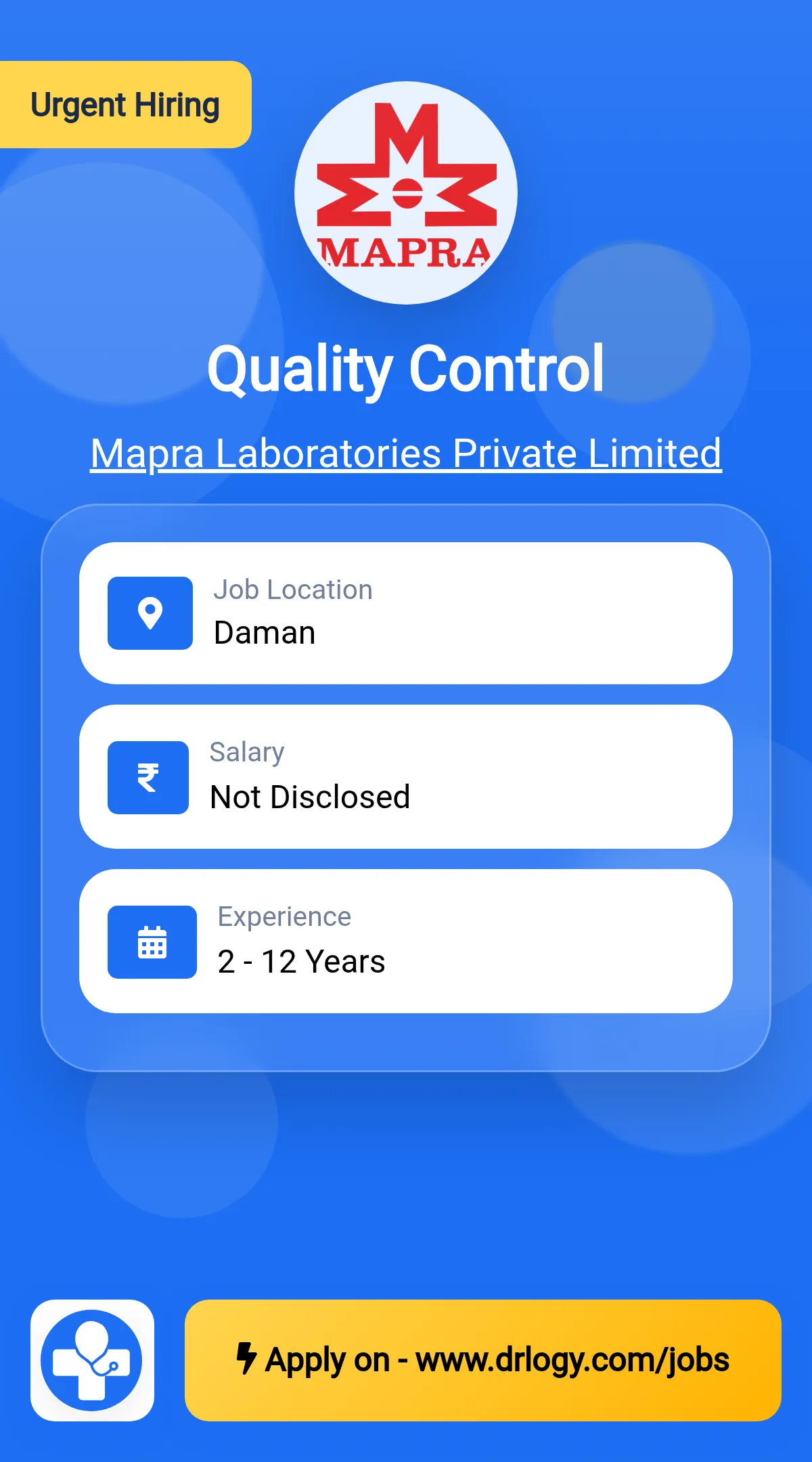 Quality Control Job in Daman at Mapra Laboratories Private Limited