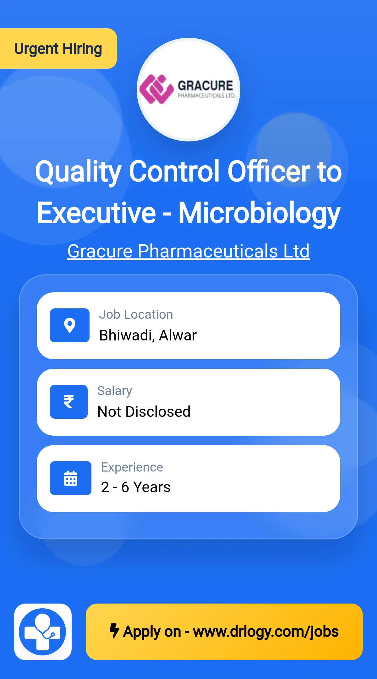 Quality Control Officer to Executive - Microbiology