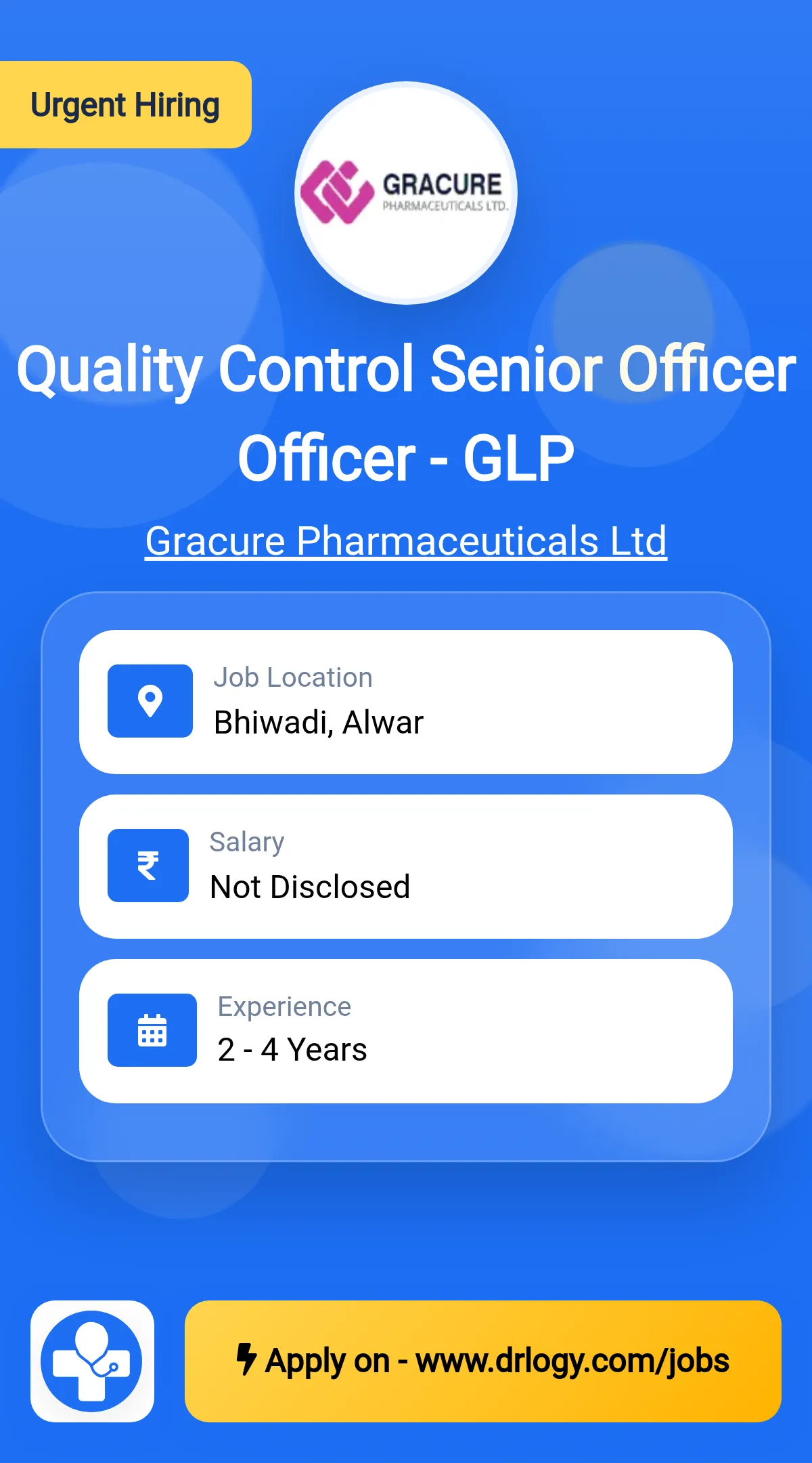 Quality Control Senior Officer or Officer - GLP