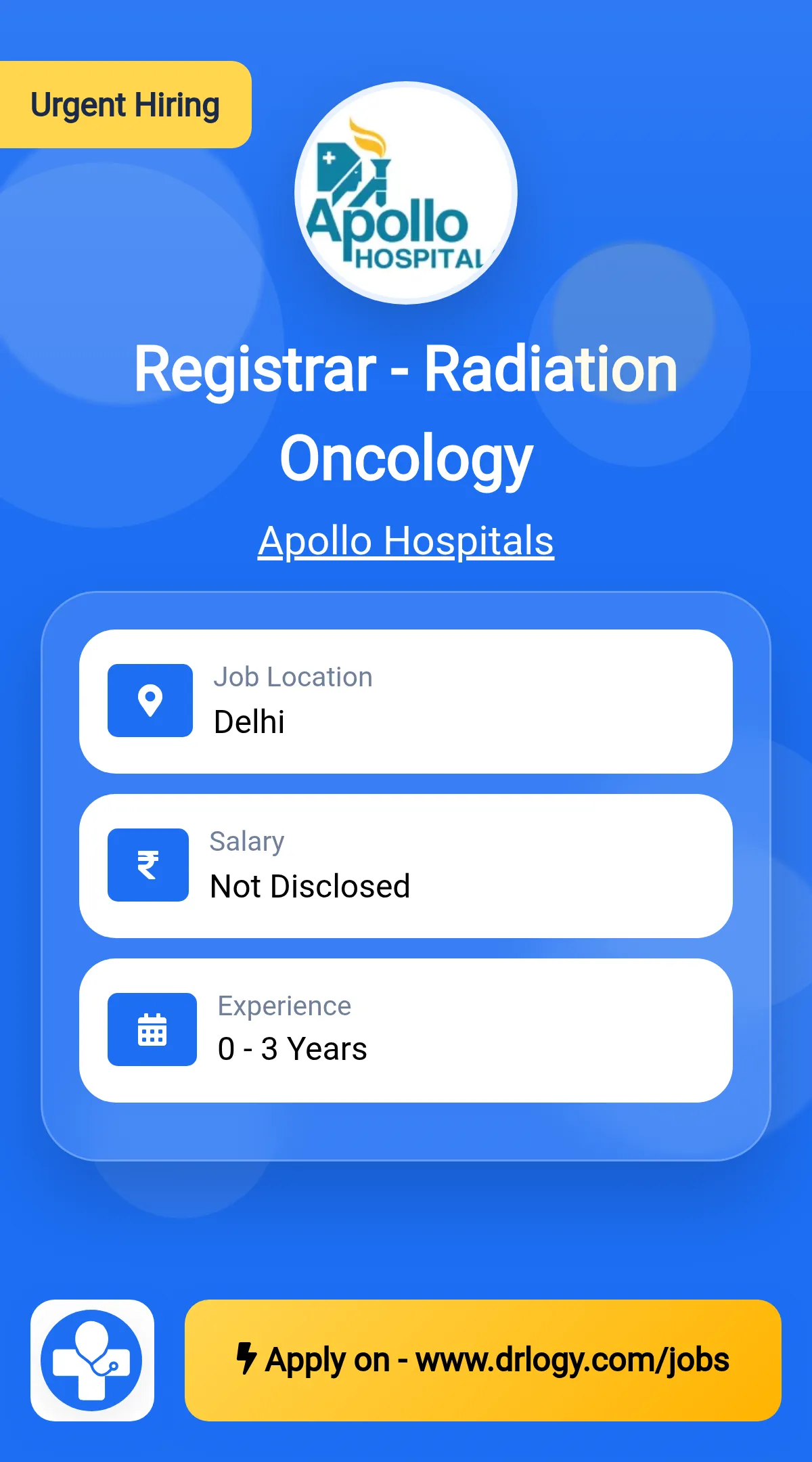 Registrar - Radiation Oncology Job in Delhi at Apollo Hospitals