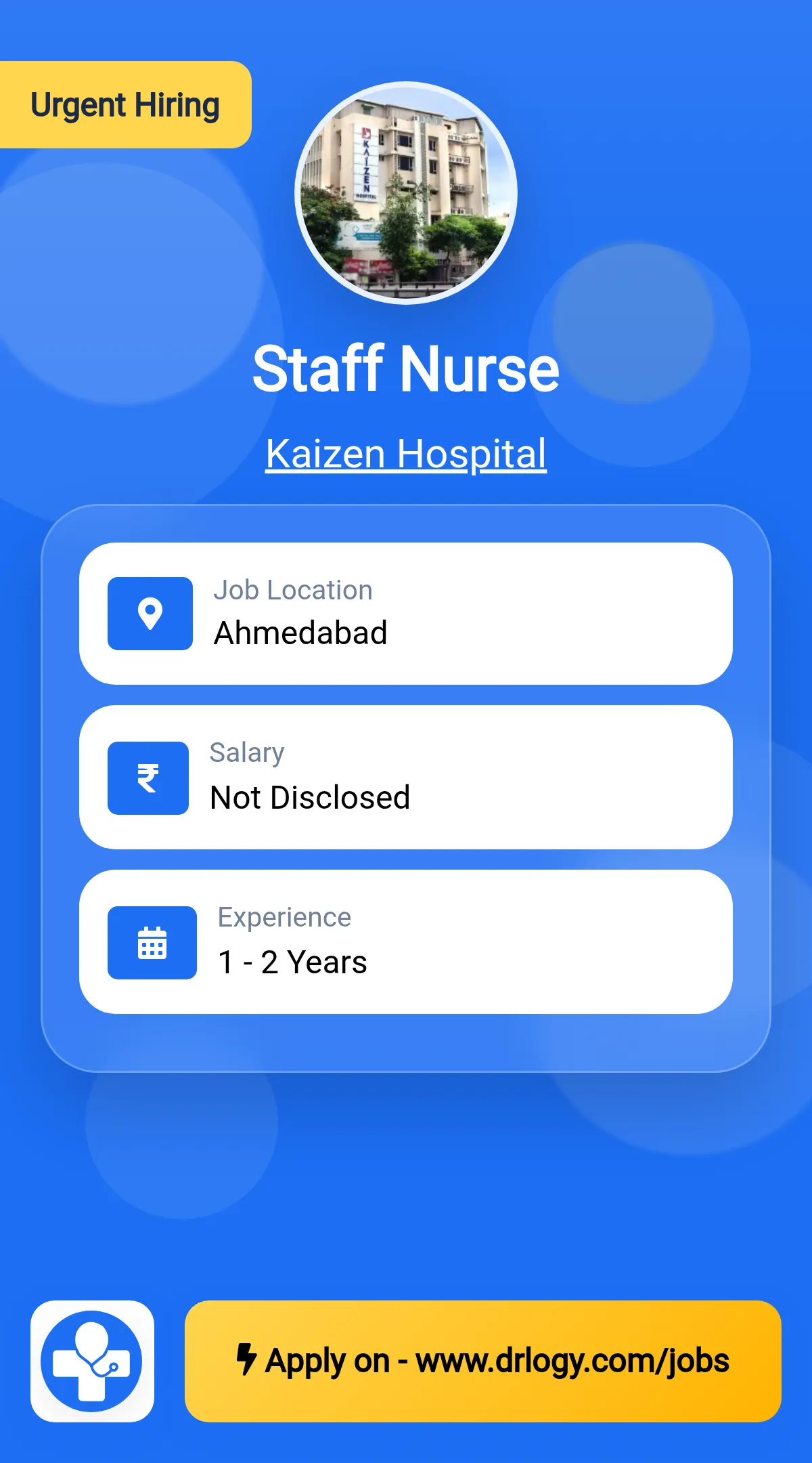 Staff Nurse Job in Ahmedabad at Kaizen Hospital