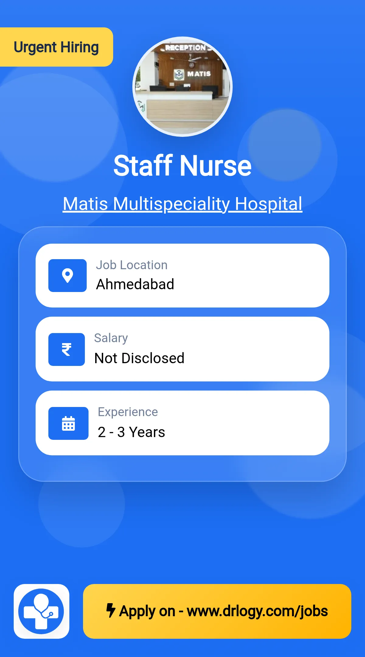 Staff Nurse Job in Ahmedabad at Matis Multispeciality Hospital