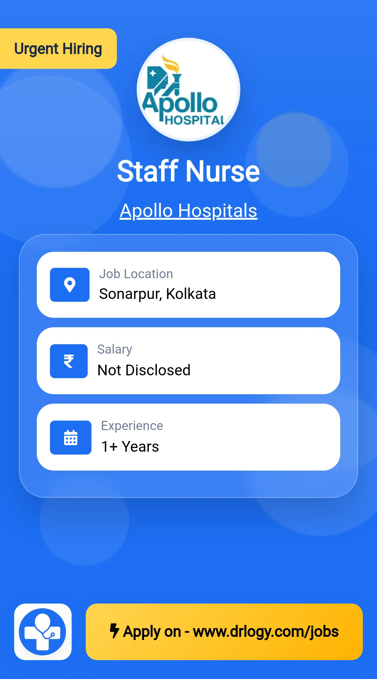 Staff Nurse Job in Kolkata at Apollo Hospitals