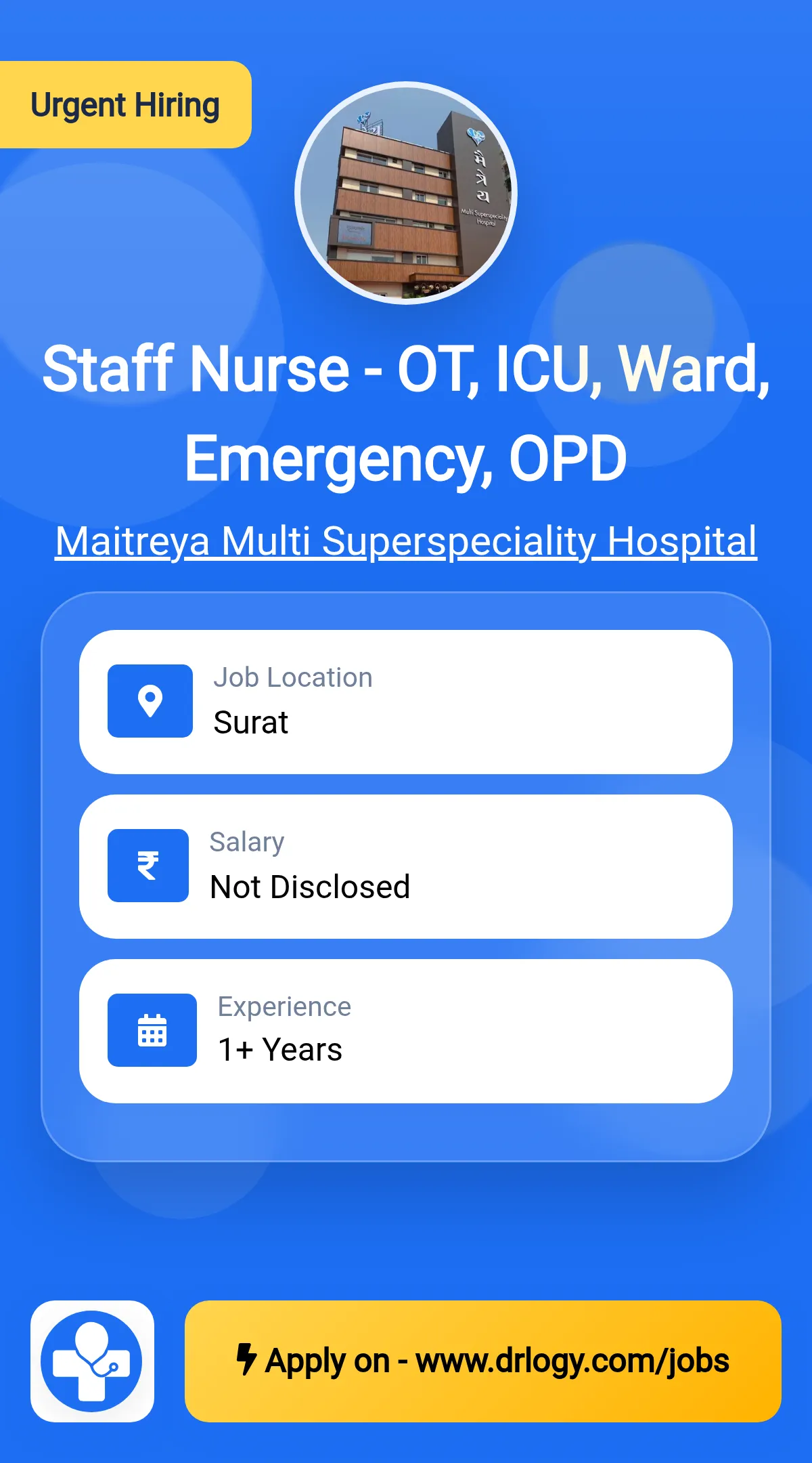 Staff Nurse - OT, ICU, Ward, Emergency, OPD