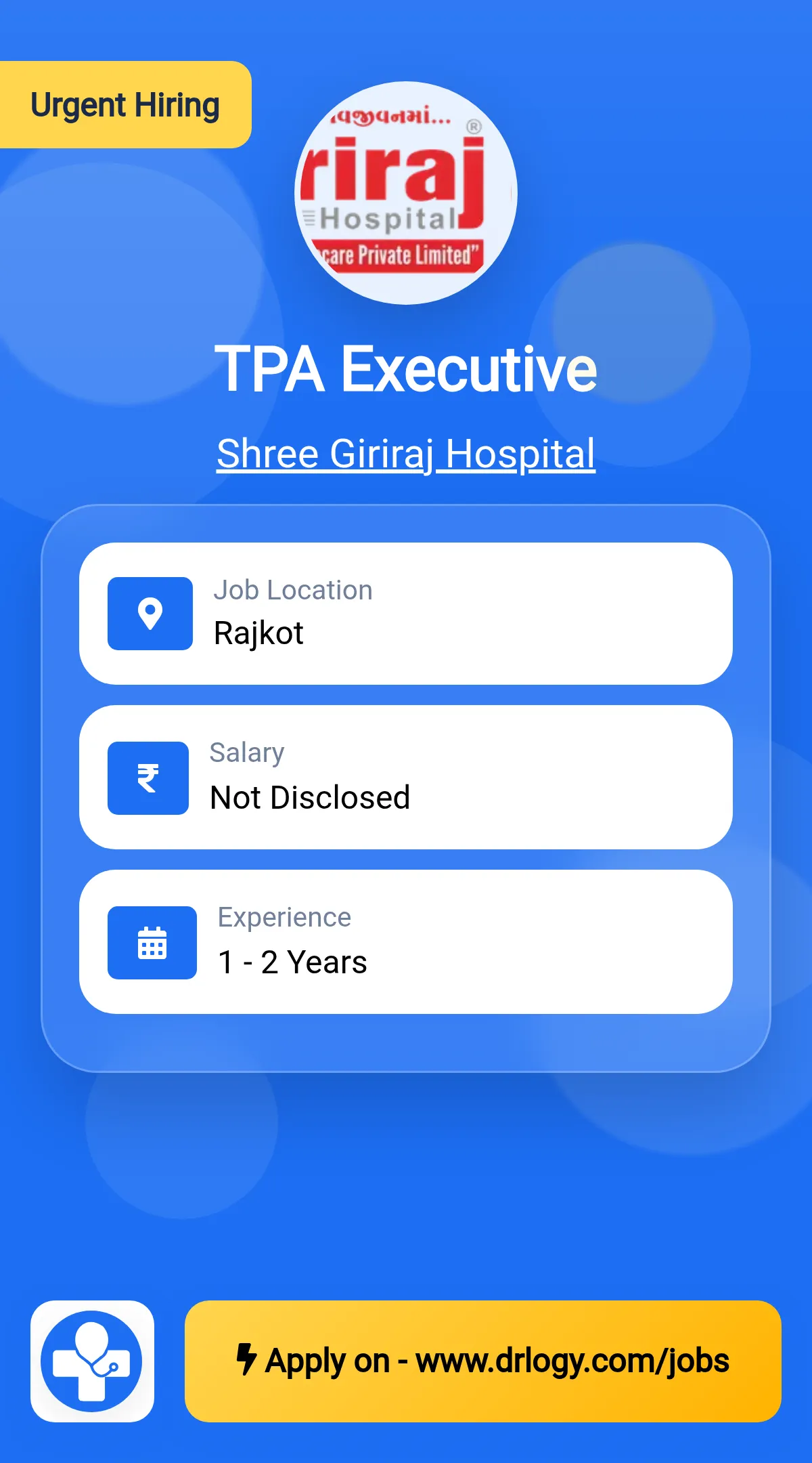 TPA Executive Job in Rajkot at Shree Giriraj Hospital